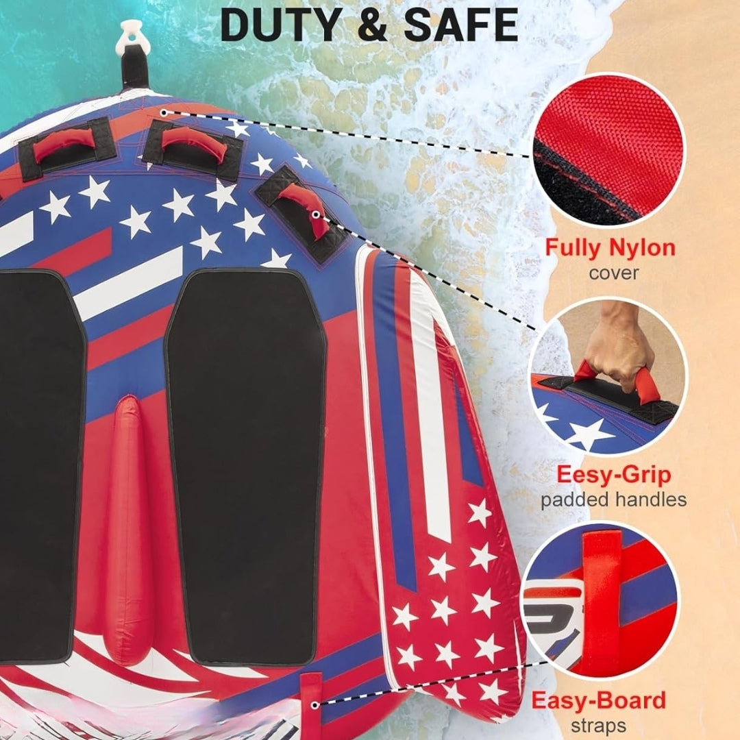 Towable Tubes for Boating 2-3 Person | Inflatable Boat Towables with Quick Connector & Safety Wings
