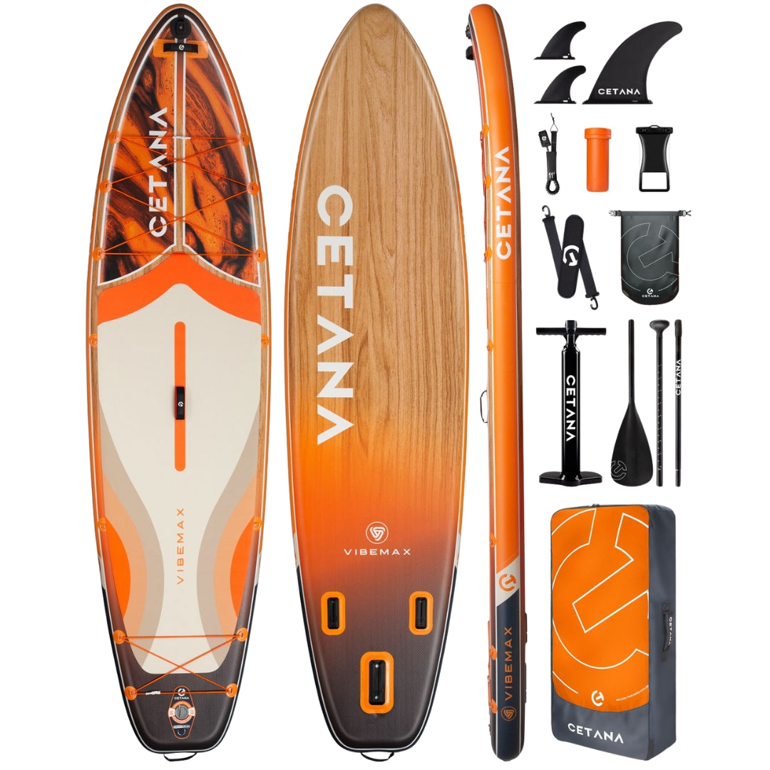 CETANA Vibemax Orange 11’6” Inflatable SUP Board | All-Round Paddle Board with Accessories