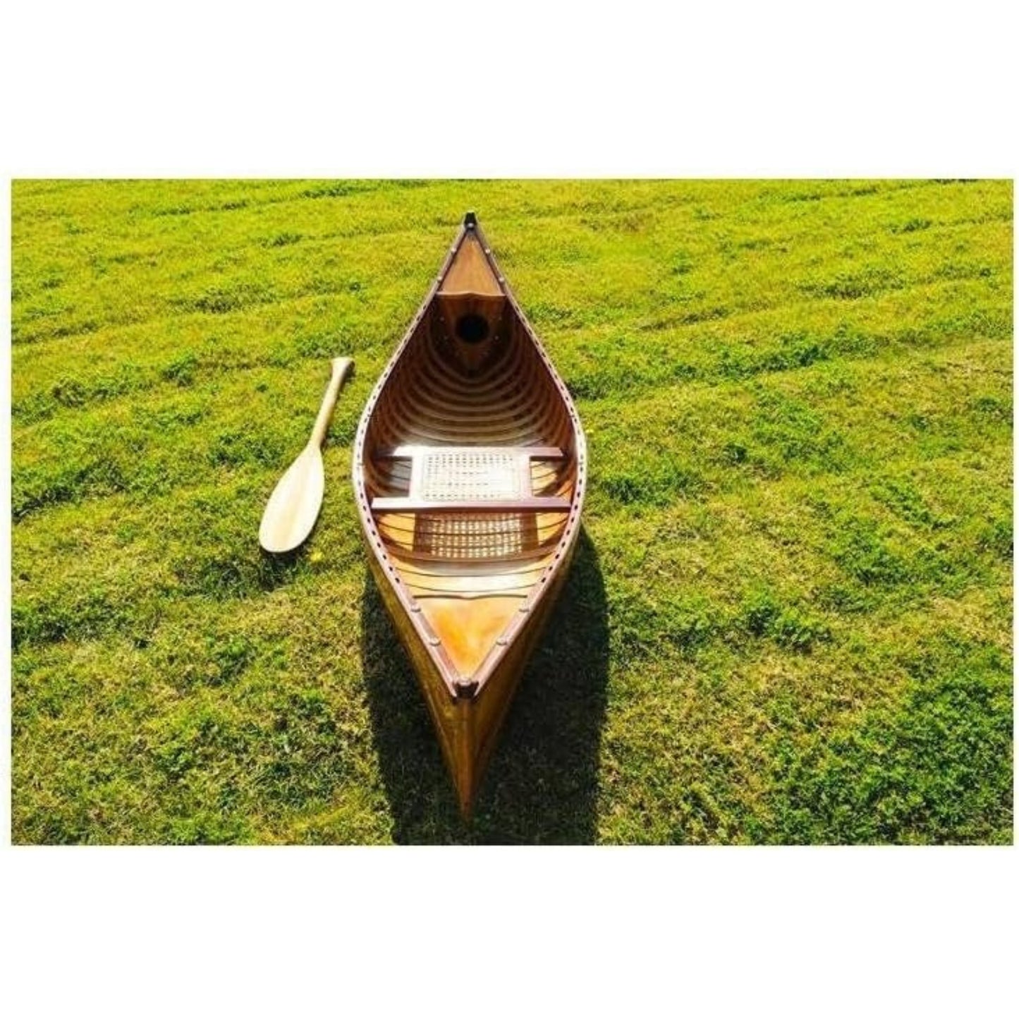 Global Greatness 6 ft Handcrafted Wooden Canoe with Ribs | Canadian Red Cedar, Fiberglass Encased