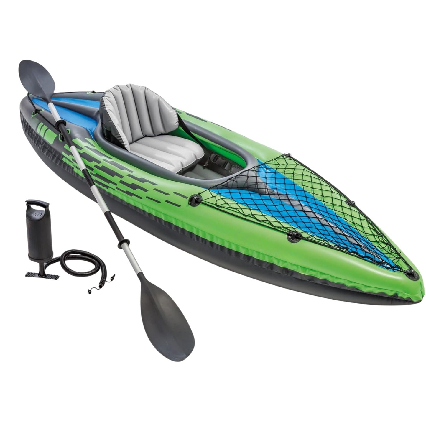 Inflatable Kayak K1 with Paddle, Pump & Seat – SuperStrong PVC, Skeg & Cargo Net | 1-Person