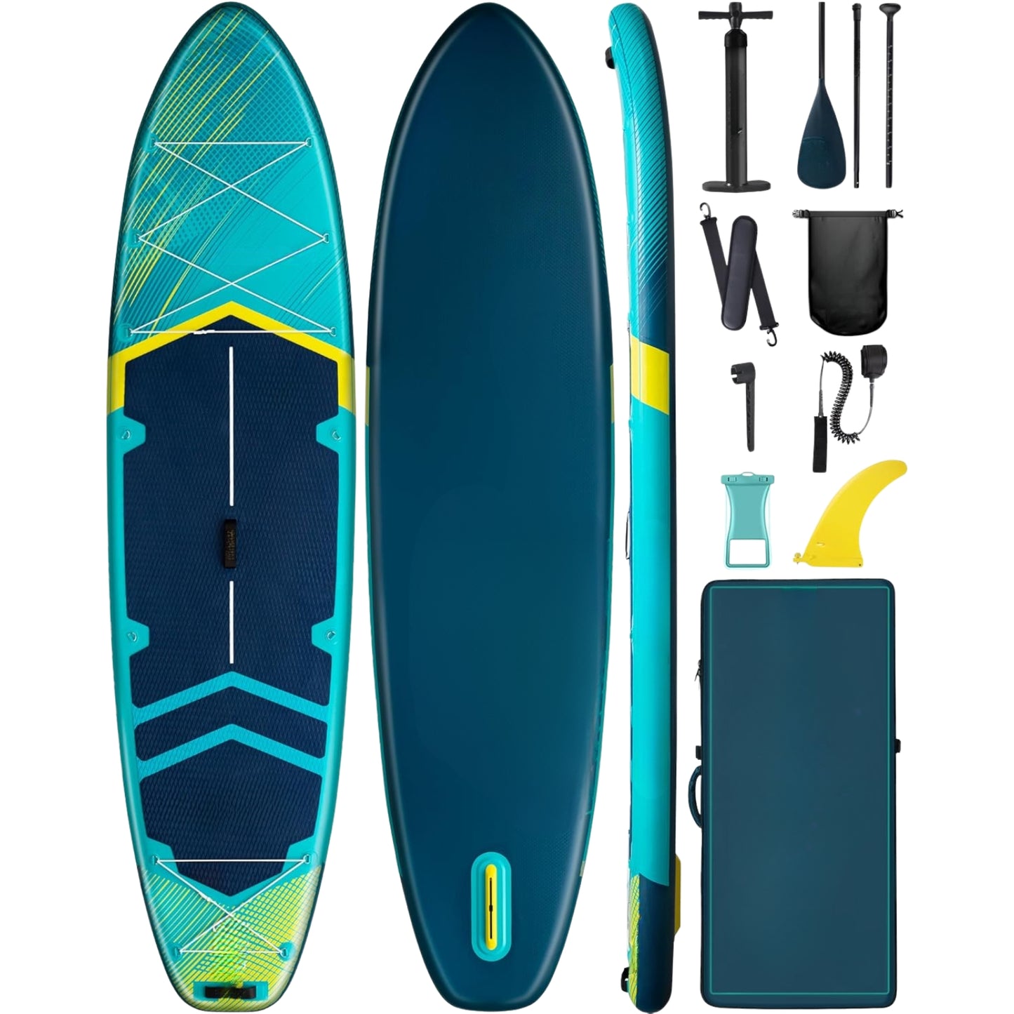 11'6" Super Wide Inflatable Paddle Board, 35" Ultra Stable SUP for 3 Riders/450lb with Accessories