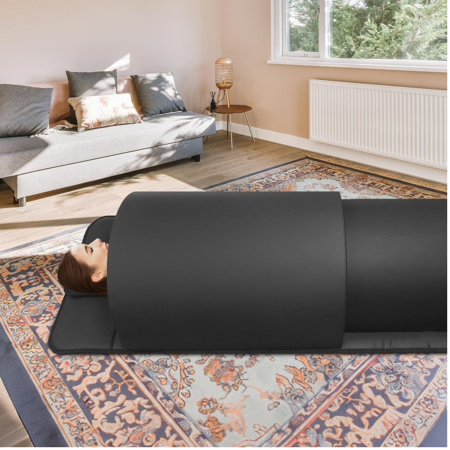 Portable Infrared Sauna Dome 1300W Near Zero EMF Full Body Dry Sauna with Jade Stones for Home