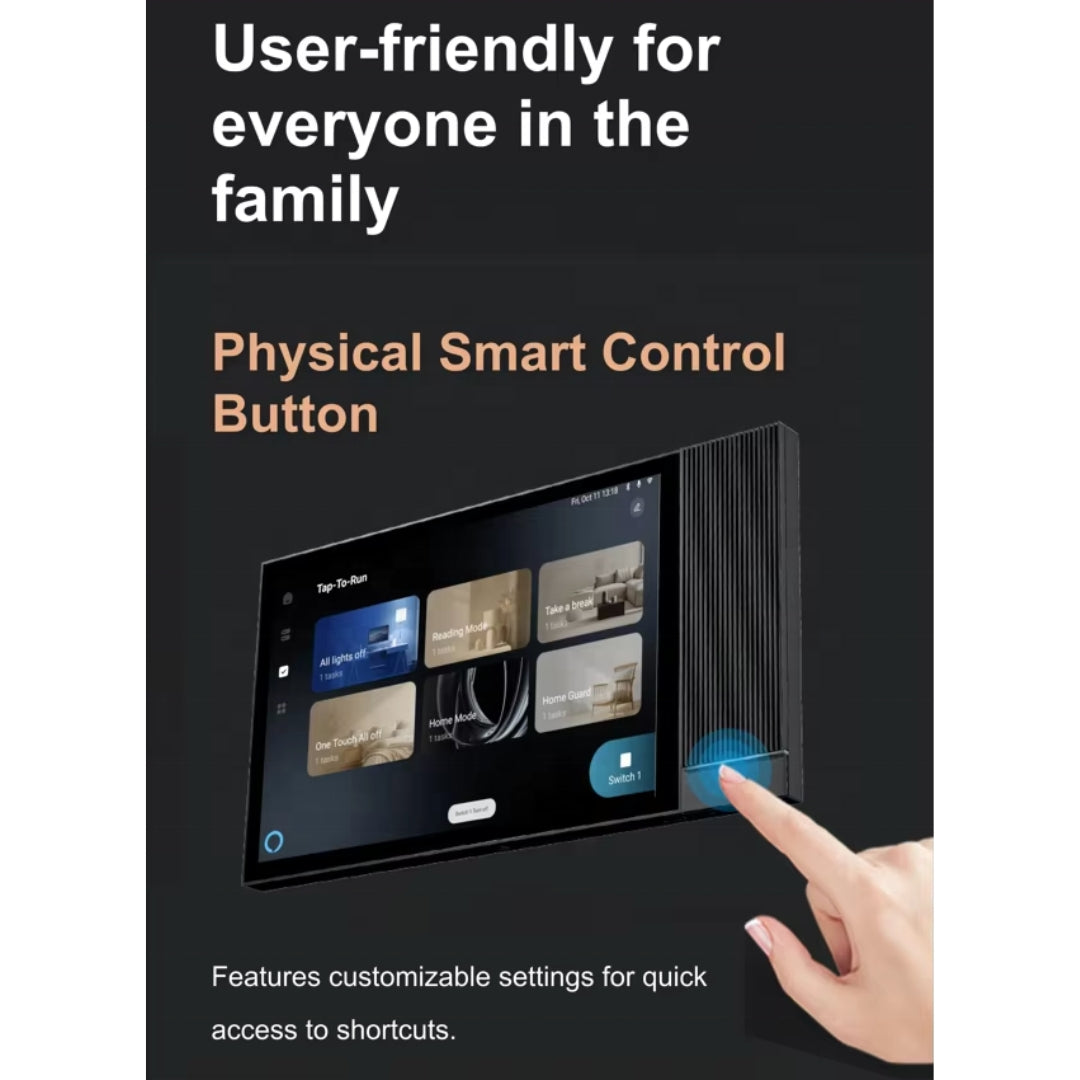 8-Inch Smart Home Control Panel with Alexa, ZigBee Gateway, IR Blaster & 2-Gang Wall Switch