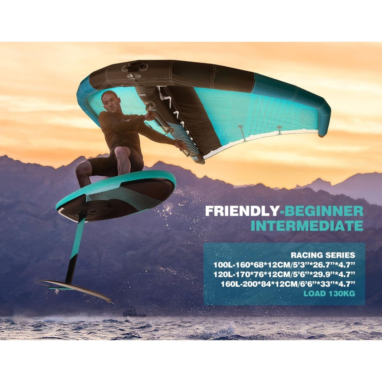 Inflatable Hydrofoil Board SUP Surfboard | 100L 120L 160L Durable PVC Surf Foil