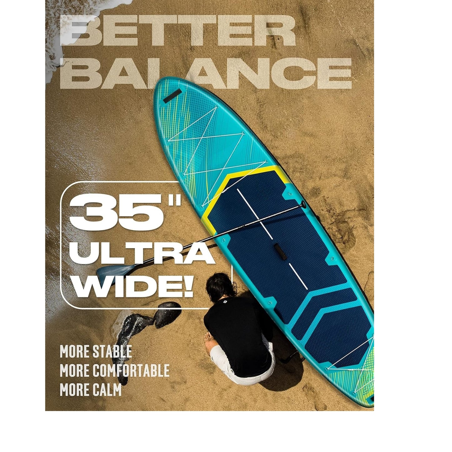 11'6" Super Wide Inflatable Paddle Board, 35" Ultra Stable SUP for 3 Riders/450lb with Accessories