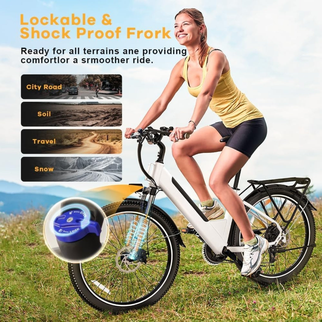 1000W Electric Bike for Adults – 26" Removable Battery Ebike, Up to 80 Miles, Dual Suspension