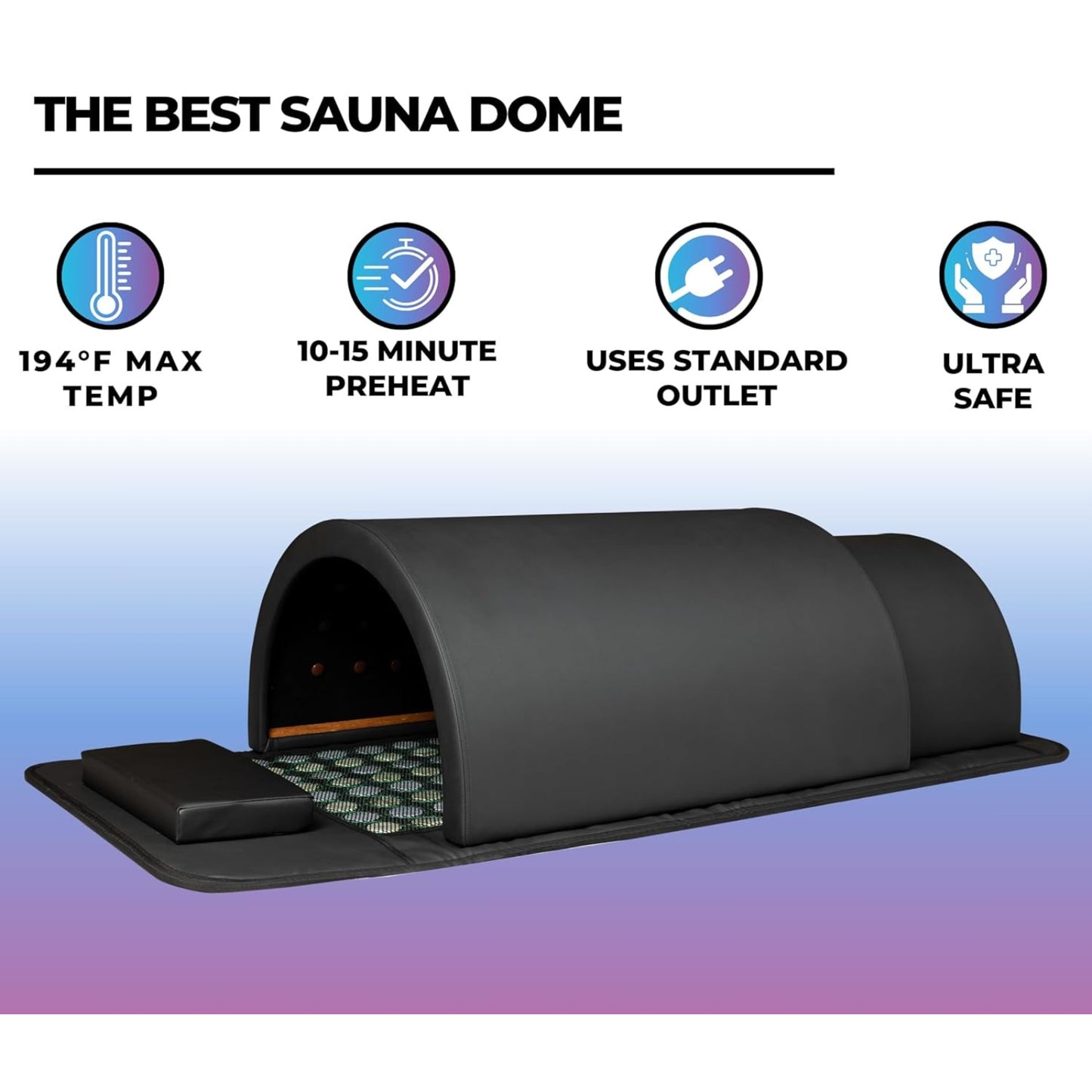 Far Infrared Sauna Dome Zero EMFs & VOCs Portable 1 Person Home Sauna 10 Min Preheat 1200W Power