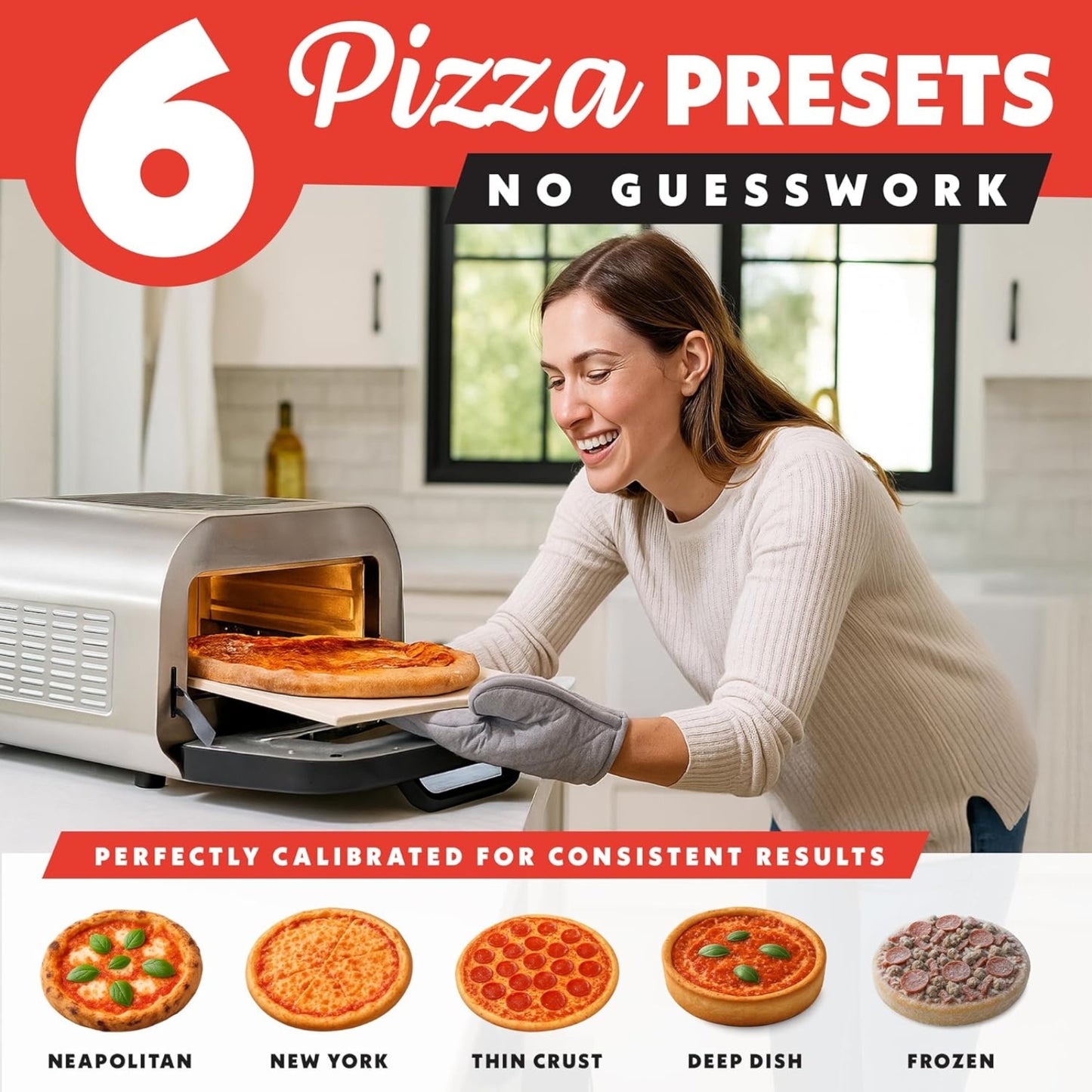Indoor Pizza Oven Air Fryer Toaster 1800W – Countertop Multi-Cooker with Pizza Stone & 6 Presets