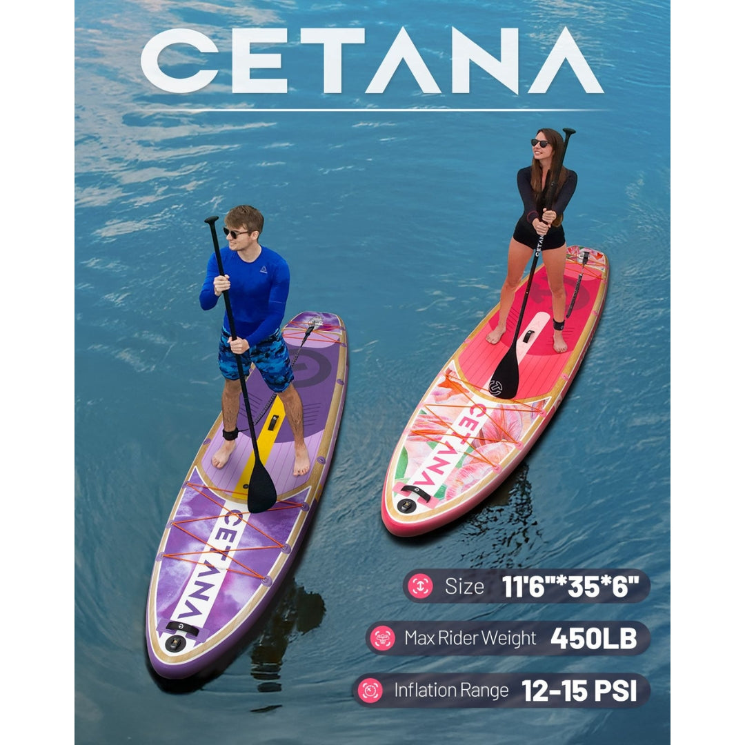 CETANA Fantasy Pink Inflatable SUP Board 11'6" | All Round Paddle Board with Accessories