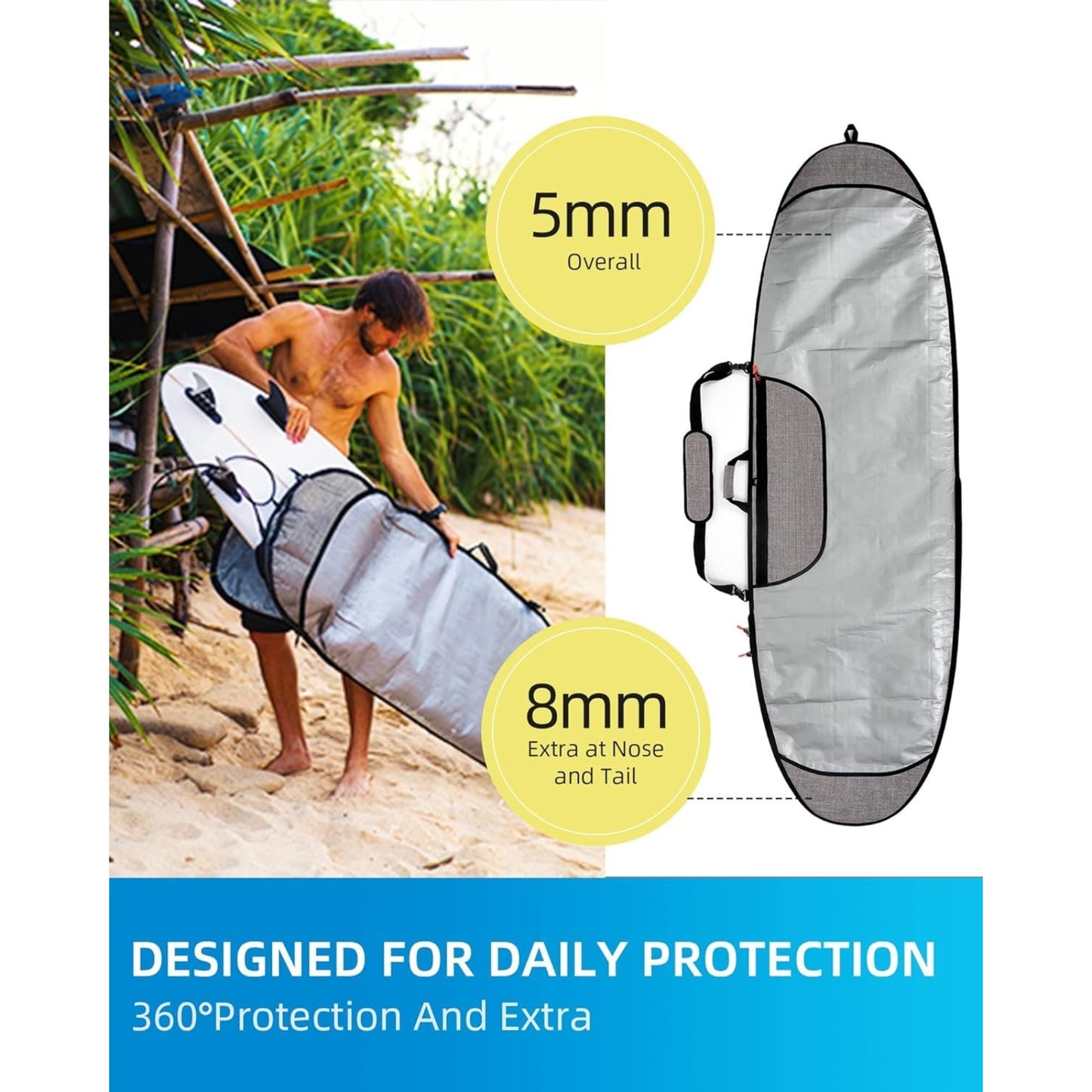 Premium Surfboard Longboard Travel Bag – Durable Day Bag with Padding, Pockets & Shoulder Strap