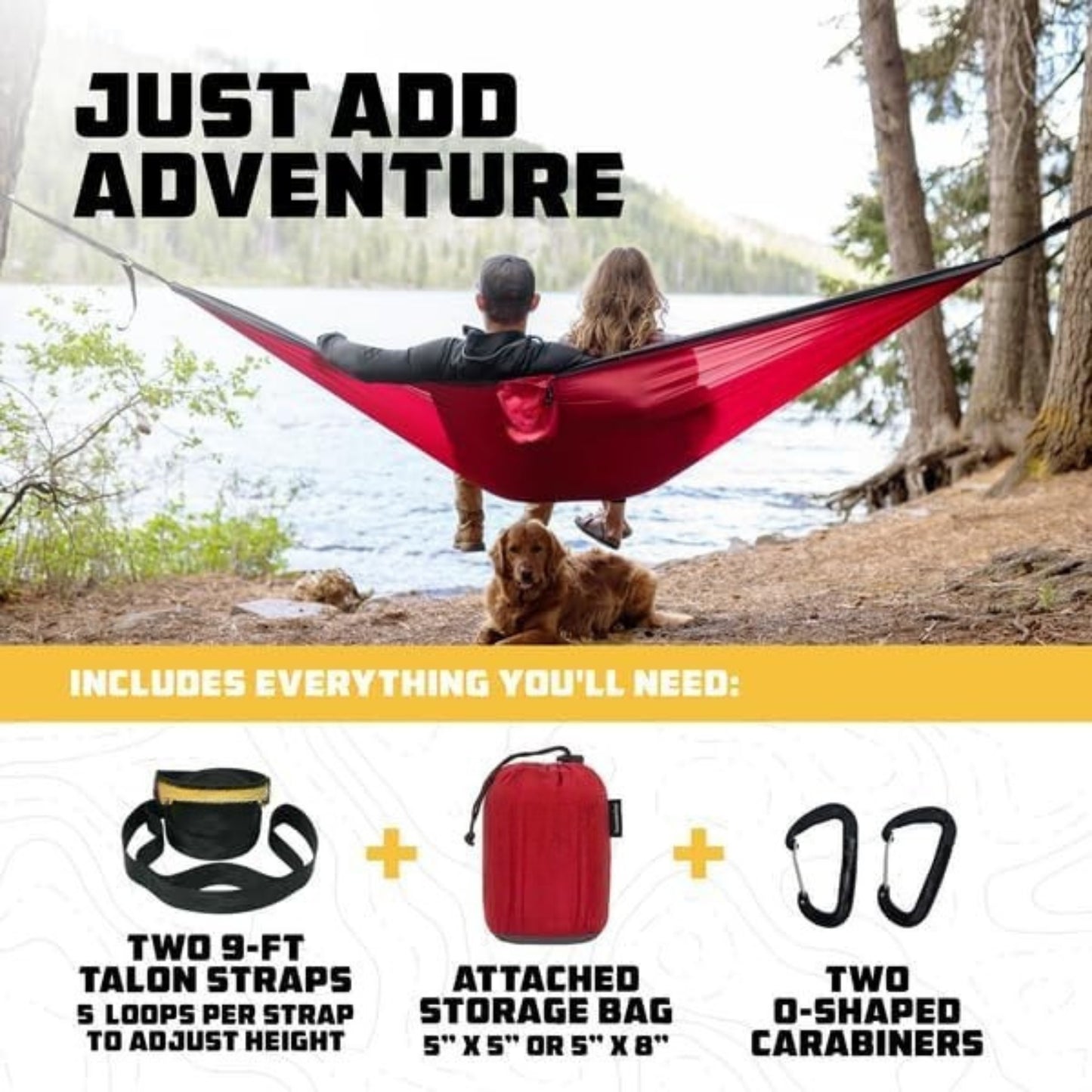 Camping Hammock 500lbs – Portable Ultralight Travel, Hiking, Backpacking, Outdoor Gear, Single/Double