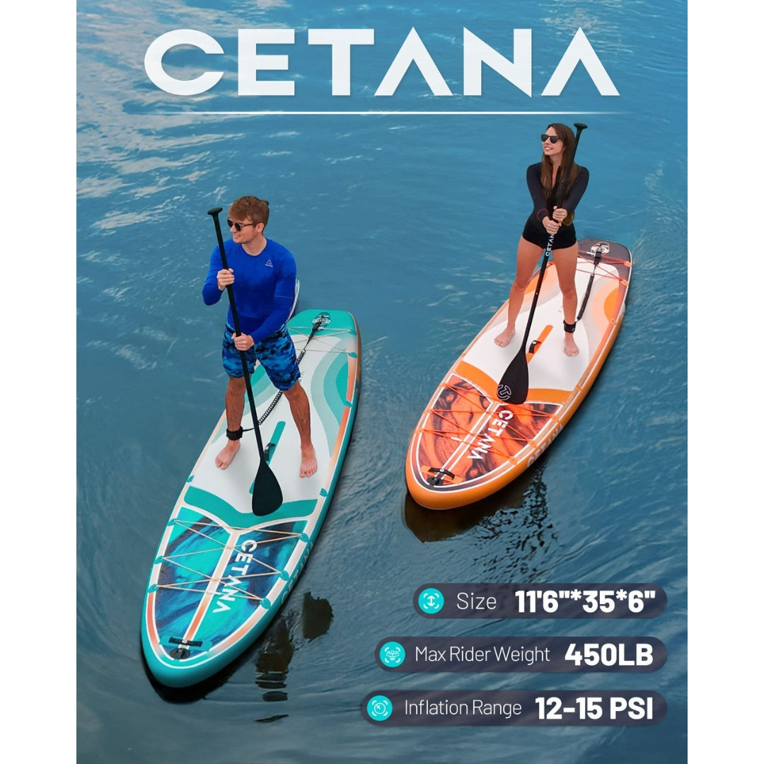 CETANA Vibemax Blue Inflatable SUP Board 11'6"x35"x6" | All-Round Paddle Board with Accessories