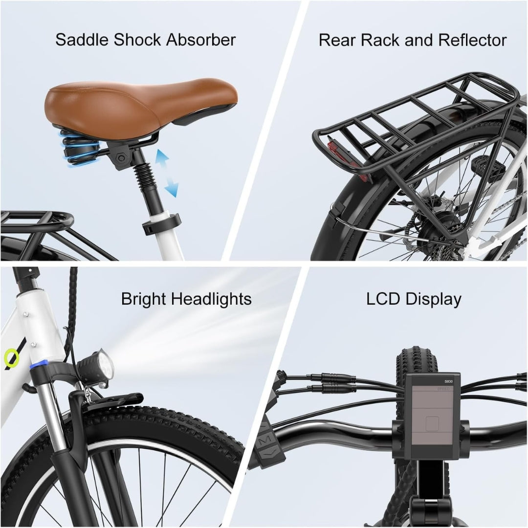 1000W Peak Electric Bike for Adults, 26" Ebike 80 Miles Range, 7-Speed, Removable Battery, All-Terrain