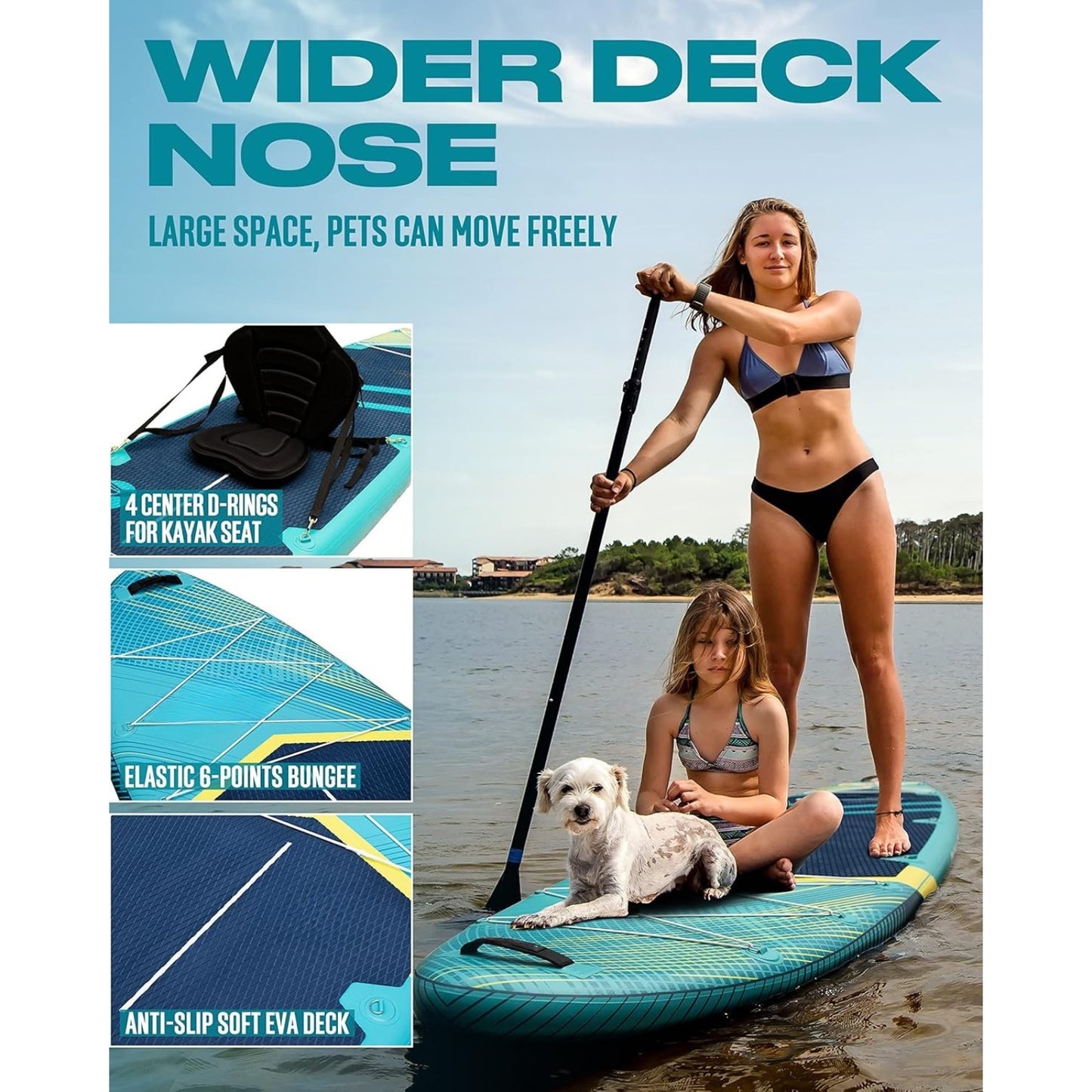 11'6" Super Wide Inflatable Paddle Board, 35" Ultra Stable SUP for 3 Riders/450lb with Accessories