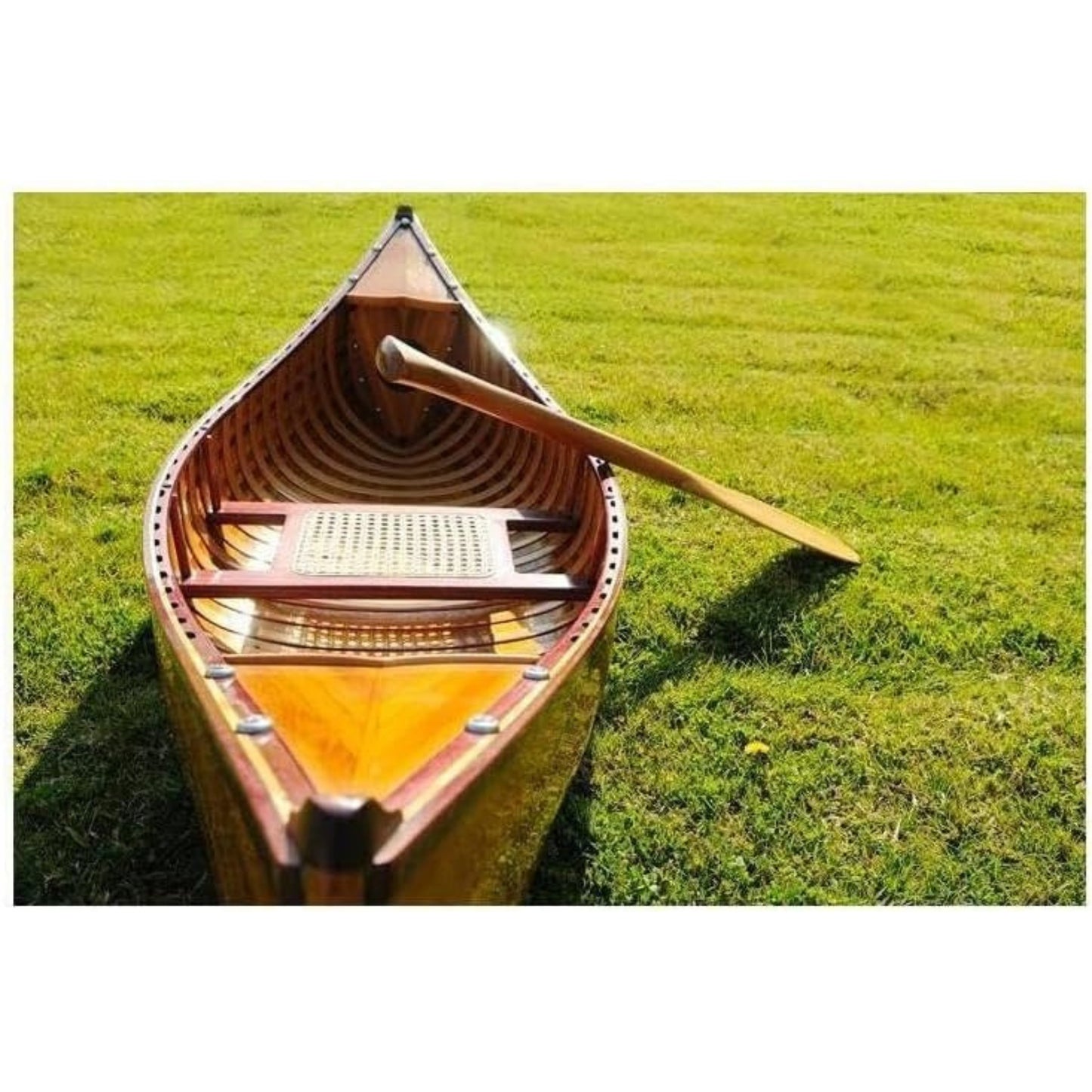 Global Greatness 6 ft Handcrafted Wooden Canoe with Ribs | Canadian Red Cedar, Fiberglass Encased