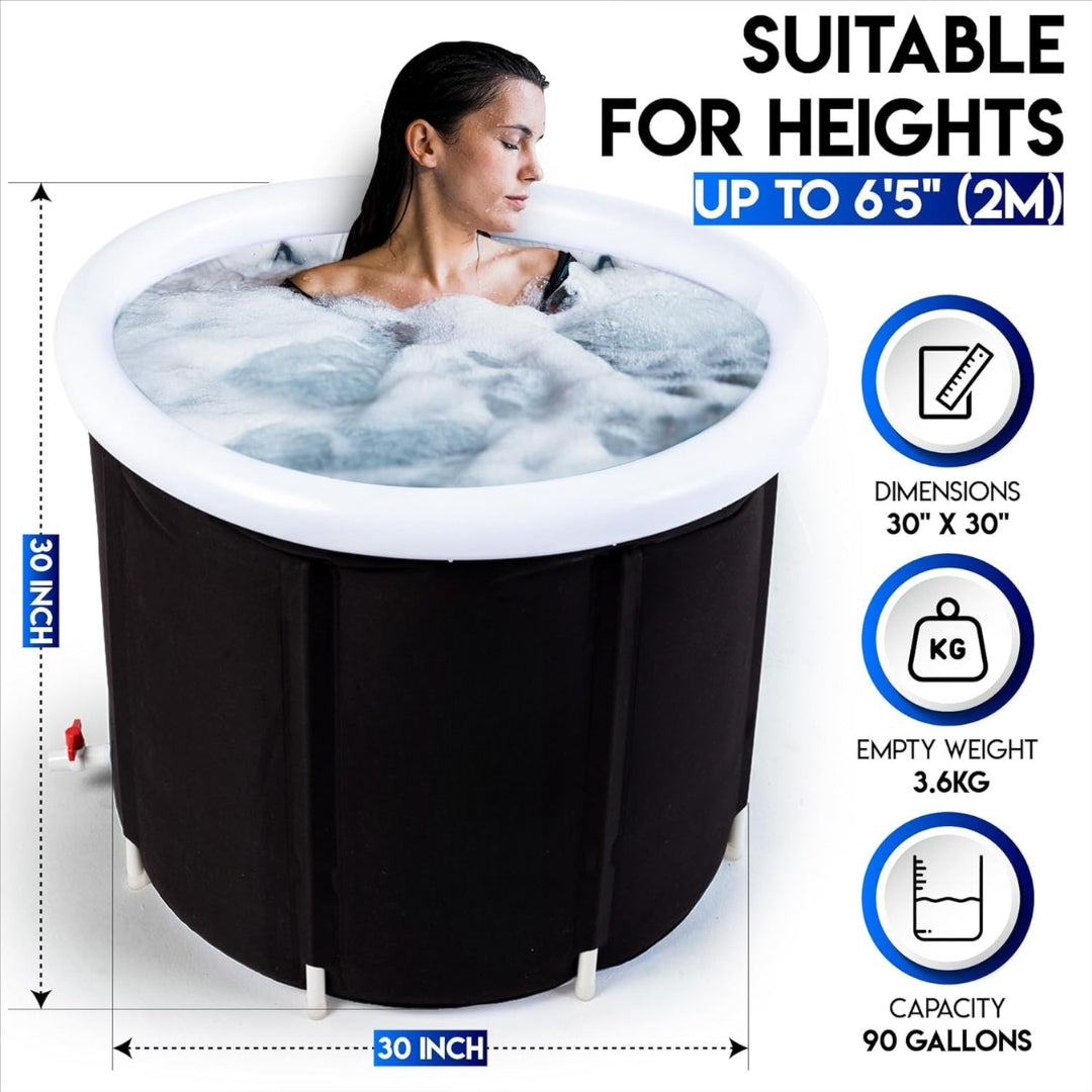 Cold Plunge Tub for Adults Large Foldable Ice Bath Tub, Portable Hot & Cold Therapy Bathtub, Leak-Proof, Insulated, Includes Carry Bag Ideal for Athletes & Home Use