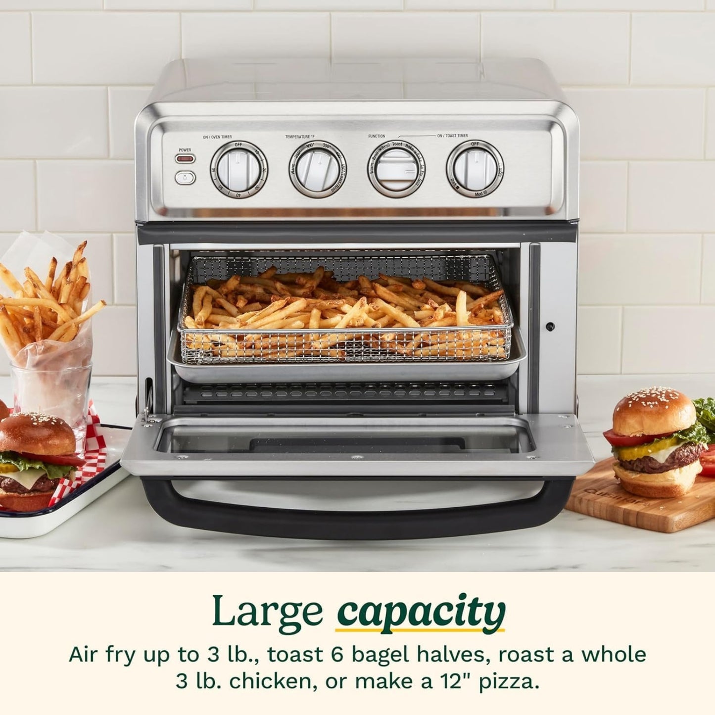 Air Fryer Toaster Oven with Grill, 1800W 8-in-1 Convection Oven, Bake, Broil & Warm TOA-70
