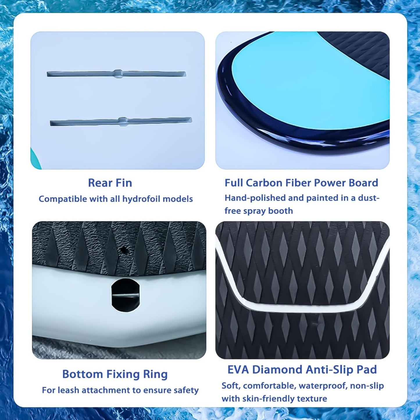 Carbon Fiber Hydrofoil Board | Motor-Free eFoil & Wing Foil | SUP/Surf/Kite Compatible | Ocean & Lake