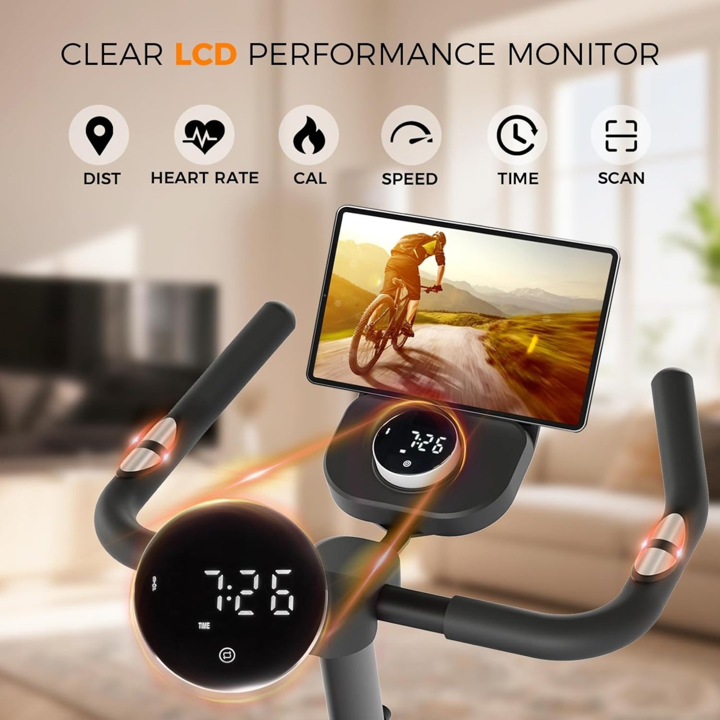 Exercise Bike with Magnetic Resistance, App Connectivity, Adjustable Seat & Tablet Holder for Home Fitness