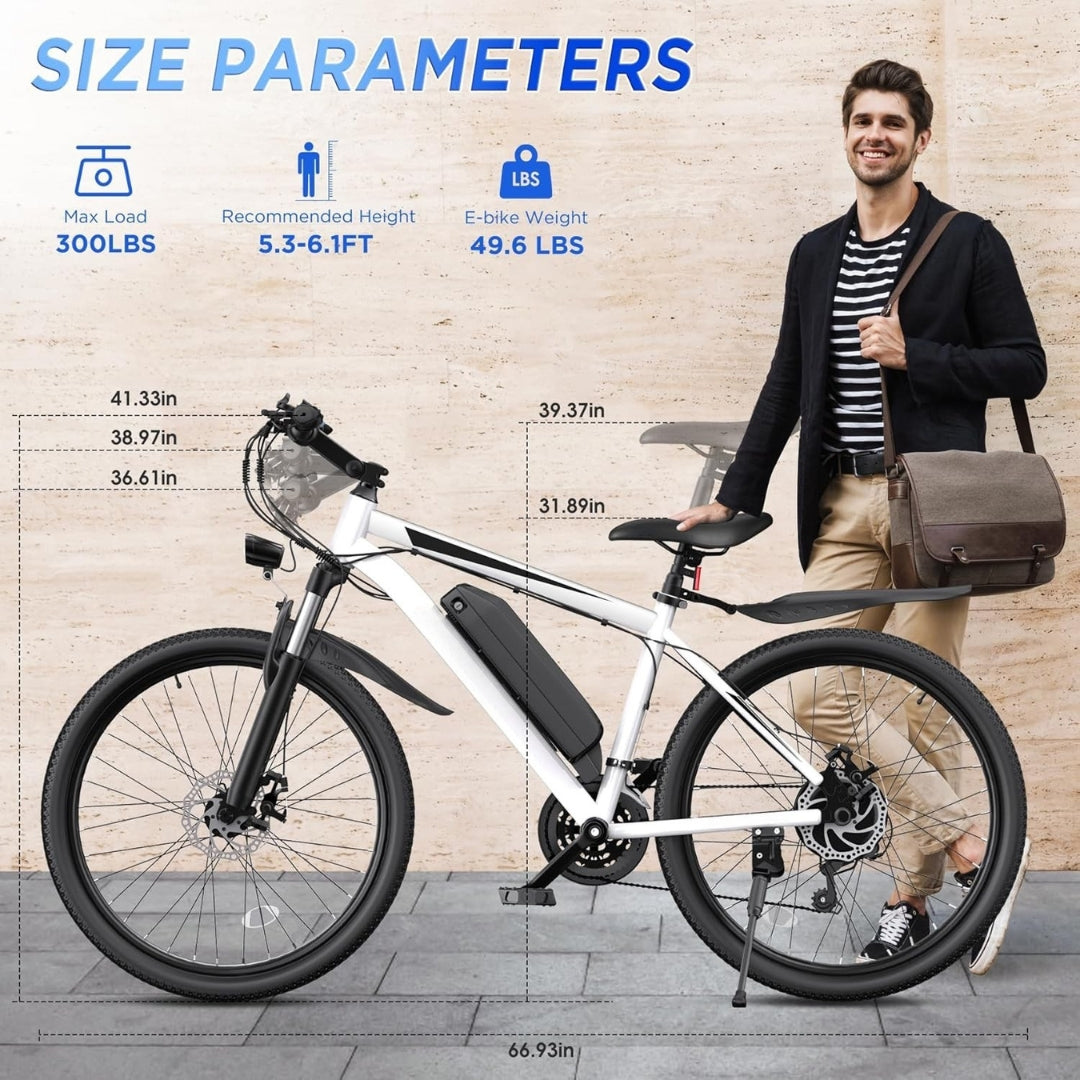 Electric Bike for Adults 26" 1000W Peak, 21-Speed Mountain Ebike 48V Battery 50 Miles Range UL 2849