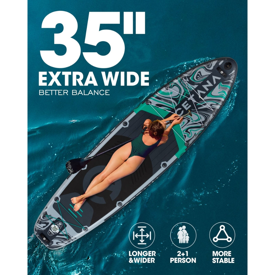 CETANA Hunterglide Grey Inflatable SUP Board 11'6" All Round Paddle Board with Accessories