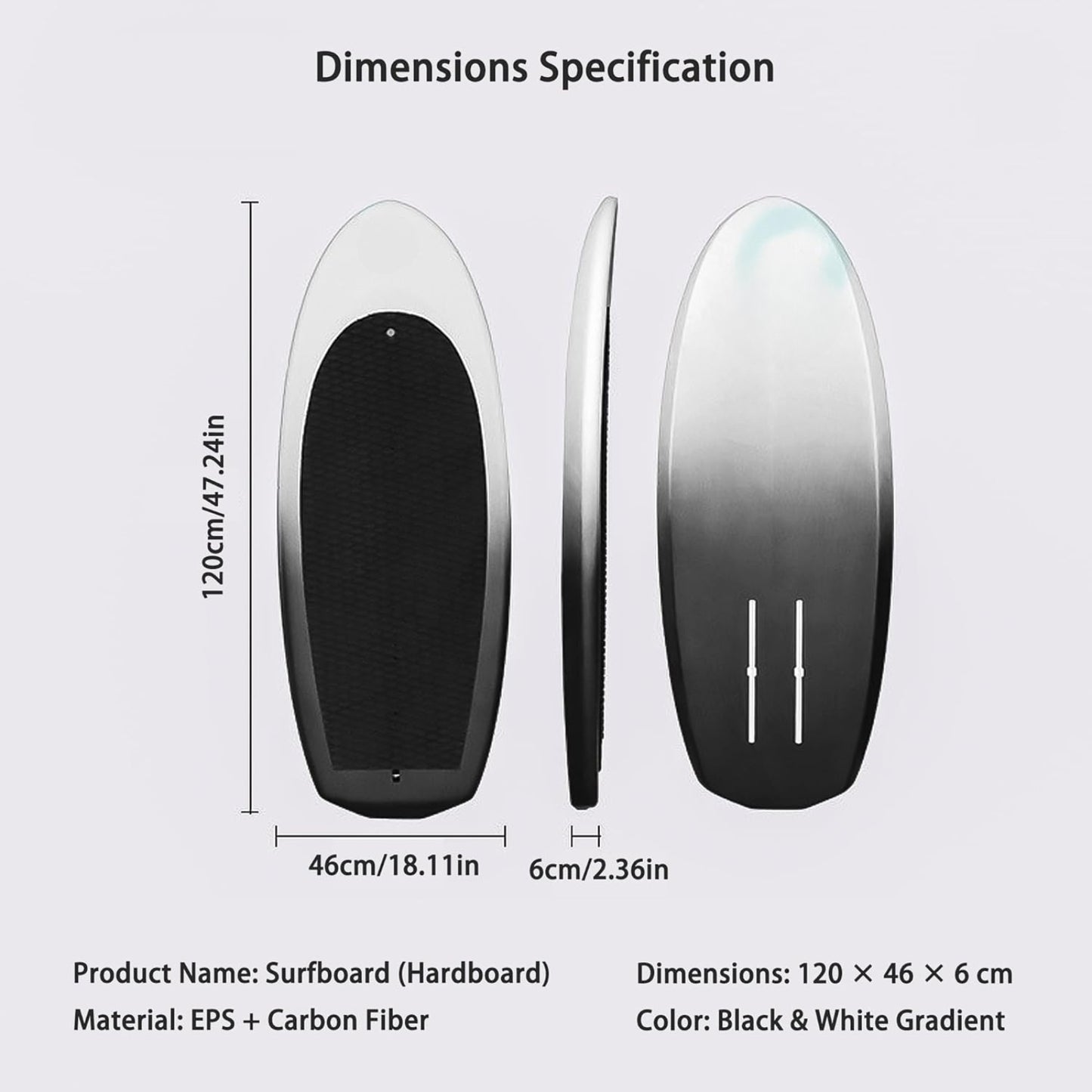 Carbon Fiber Hydrofoil Surfboard | Ultra-Lightweight Motor-Free Lift Board for SUP, Surf & Racing