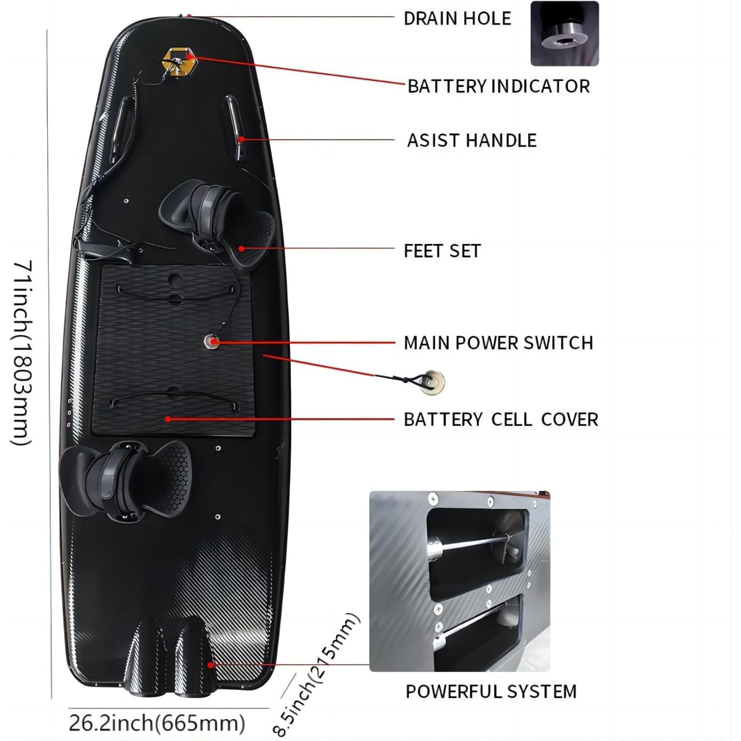Electric Surfboard with Dual Jet Propulsion | 55km/h Speed | 180 Min Battery Life | Adults