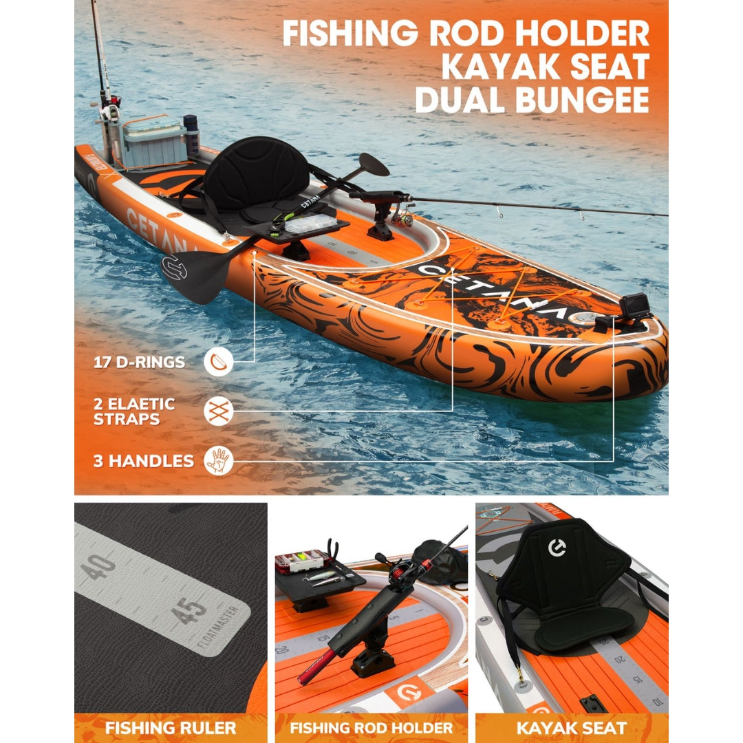 CETANA FloatMaster Orange 11’6” Inflatable SUP Board | 600lbs Capacity | All-Round Stand Up Paddleboard