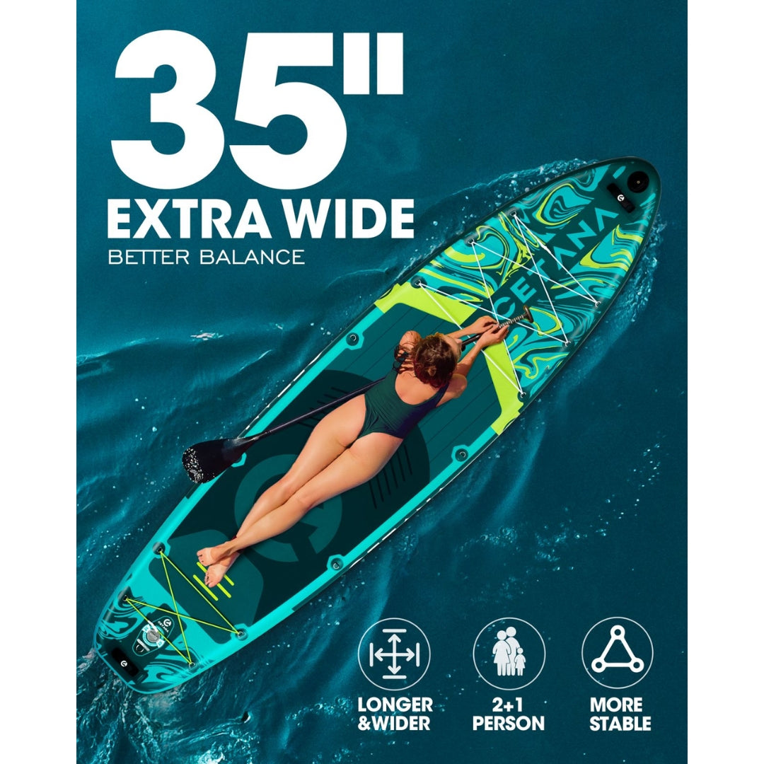 CETANA Hunterglide Green 11'6 Inflatable Paddle Board SUP Durable PVC, 450lbs Capacity