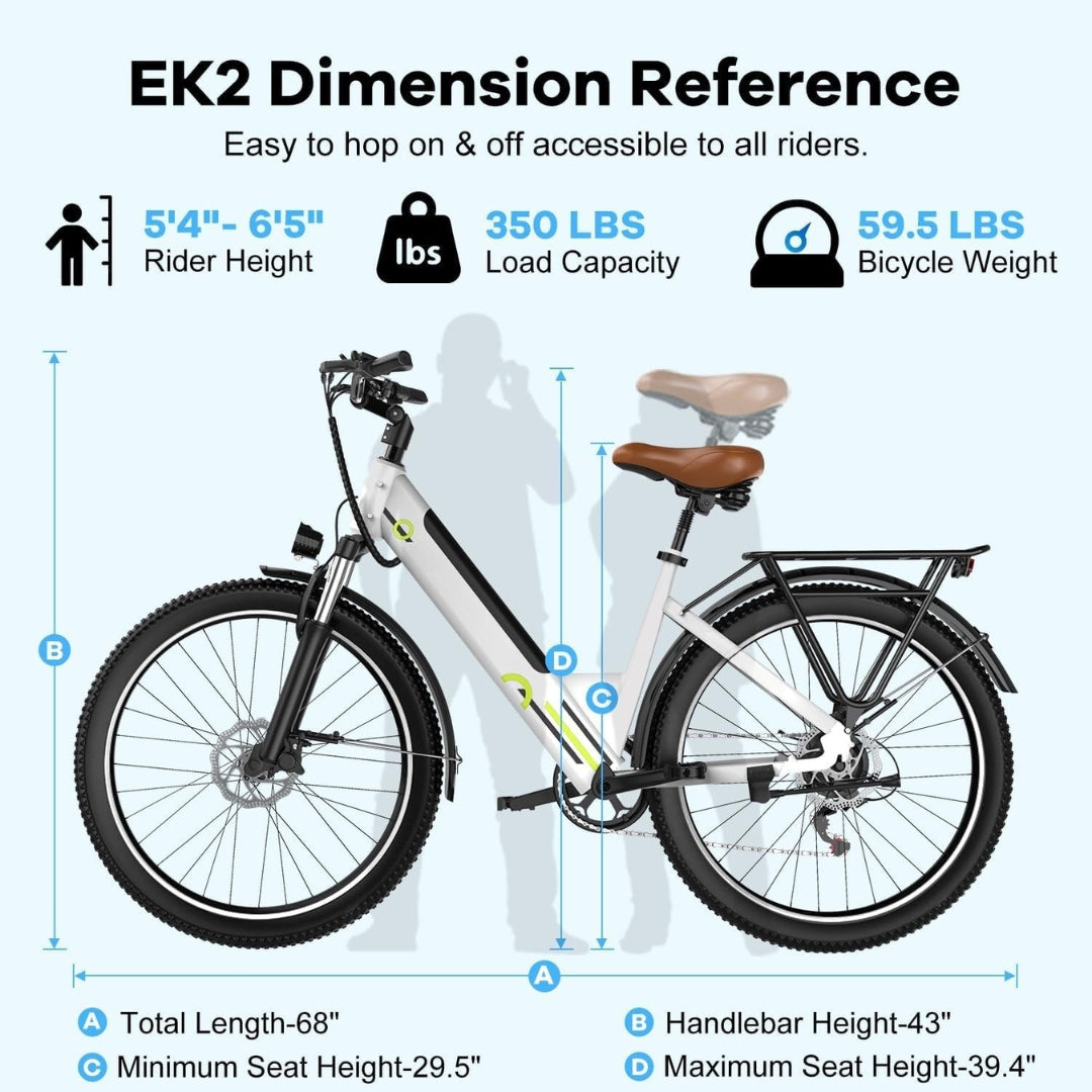 1000W Peak Electric Bike for Adults, 26" Ebike 80 Miles Range, 7-Speed, Removable Battery, All-Terrain