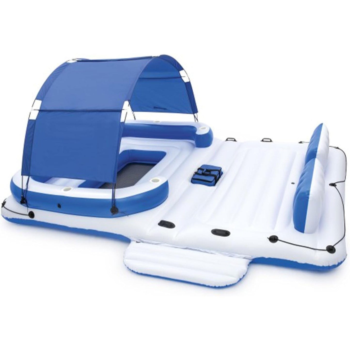 Tropical Breeze 6 Person Inflatable Party Island Float with Sunshade & Cooler – Relax on Water