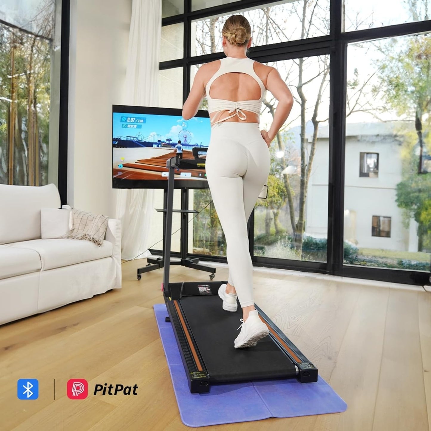 Foldable Treadmill for Home with Incline & Handles, 3.5HP Quiet Motor, 350 lbs Weight Capacity