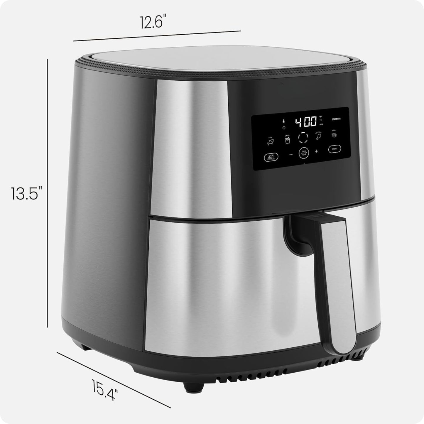 TurboFry® XL 8-Qt Touch Air Fryer Digital Presets, Shake Reminder, Dishwasher-Safe, Stainless Steel