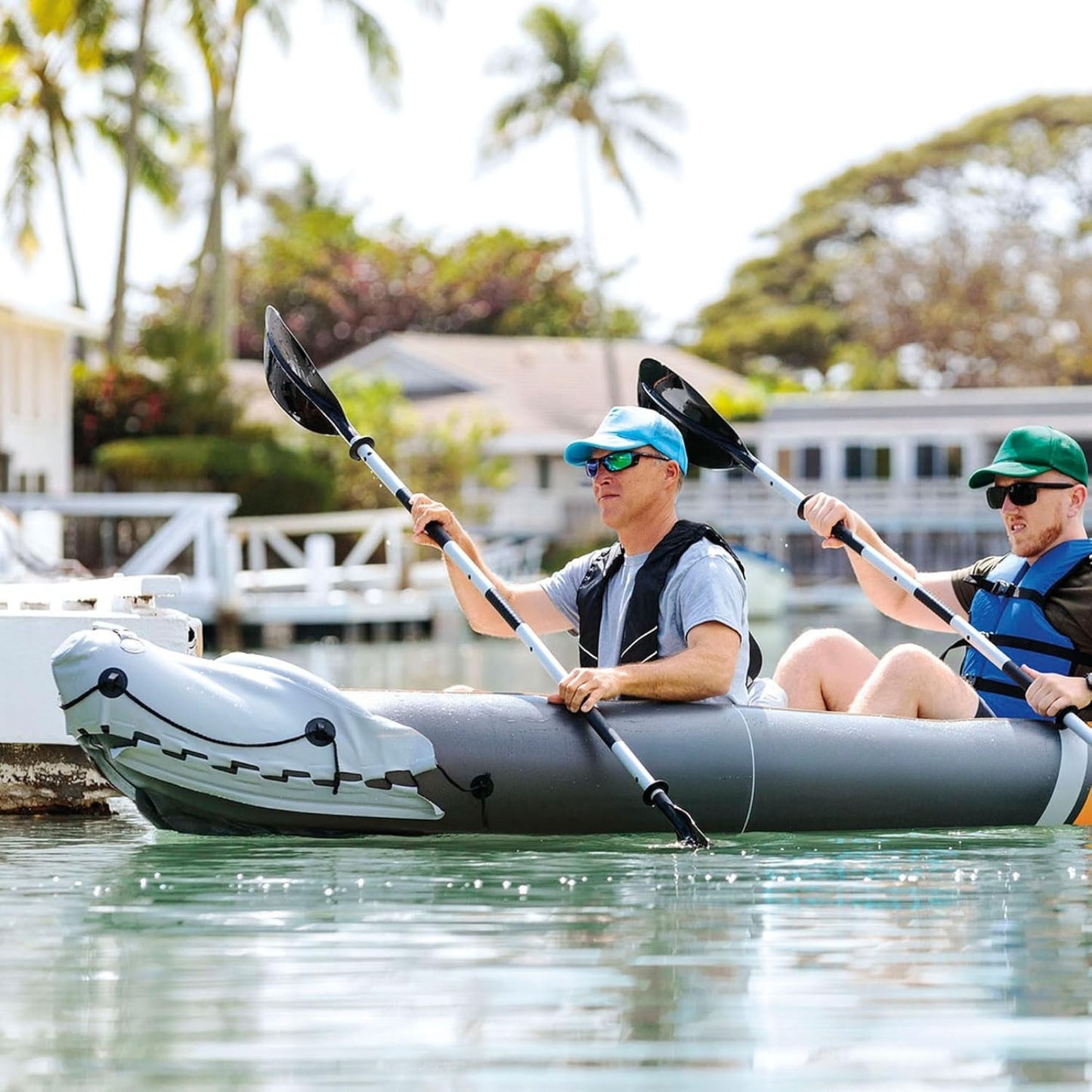 2-Person Inflatable Kayak Set K2 with 86in Oars & Pump – Durable Vinyl, 400 lbs Capacity