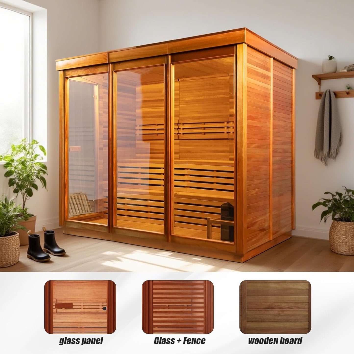 Customize 4-8 Person Outdoor Sauna | DIY Canadian Cedar Steam Cube Kit with 220V Harvia Stove