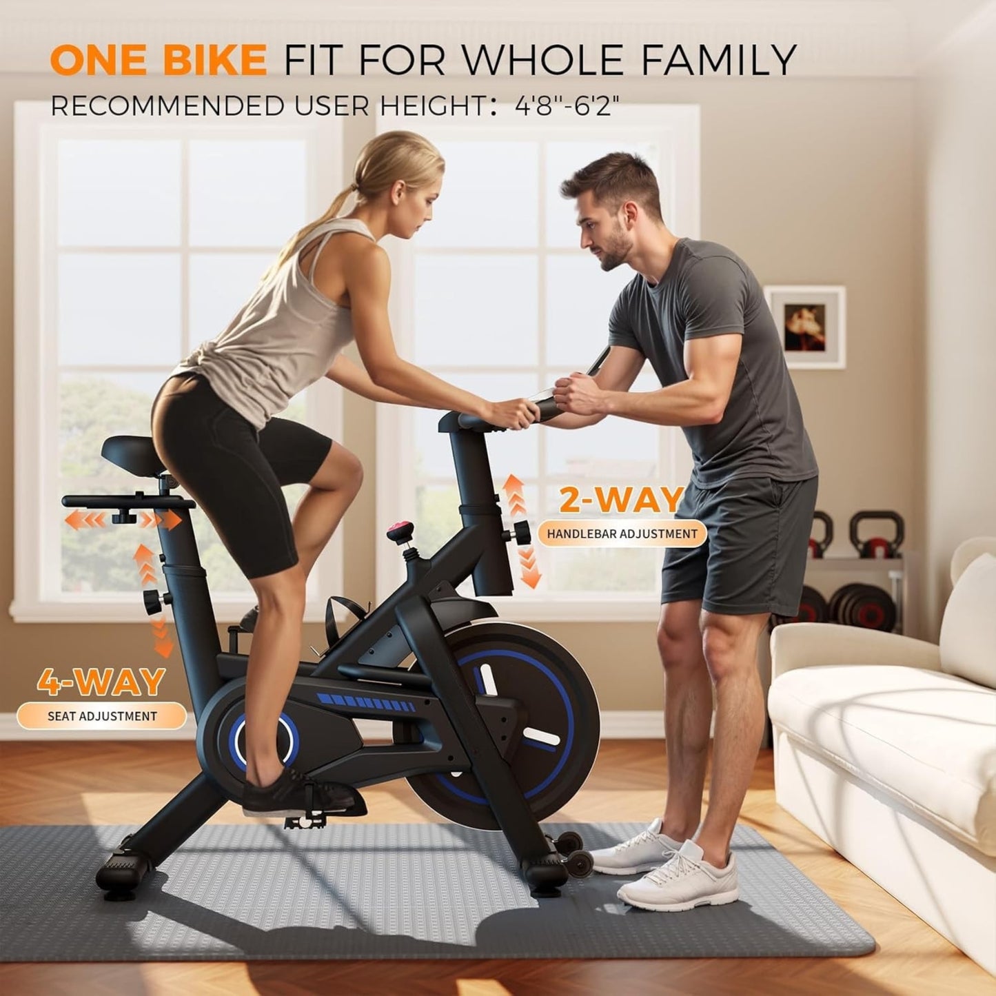 Exercise Bike with Magnetic Resistance, App Connectivity, Adjustable Seat & Tablet Holder for Home Fitness