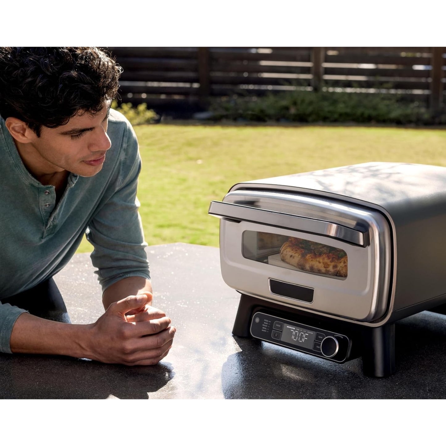 Outdoor Electric Pizza Oven 12" 700°F Max Temp 5 in 1 Bake, Broil, Warm & Proof 3-Min Pizza