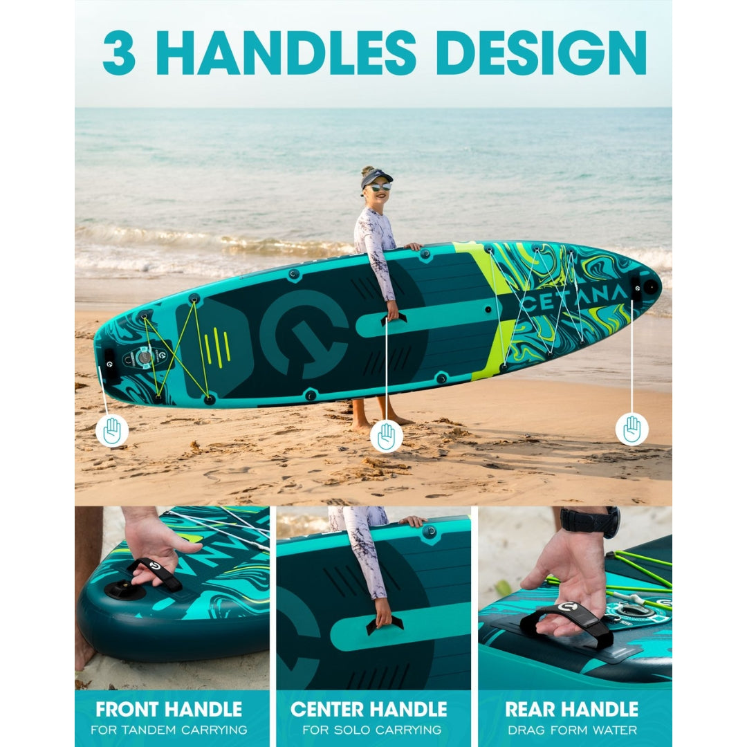 CETANA Hunterglide Green 11'6 Inflatable Paddle Board SUP Durable PVC, 450lbs Capacity