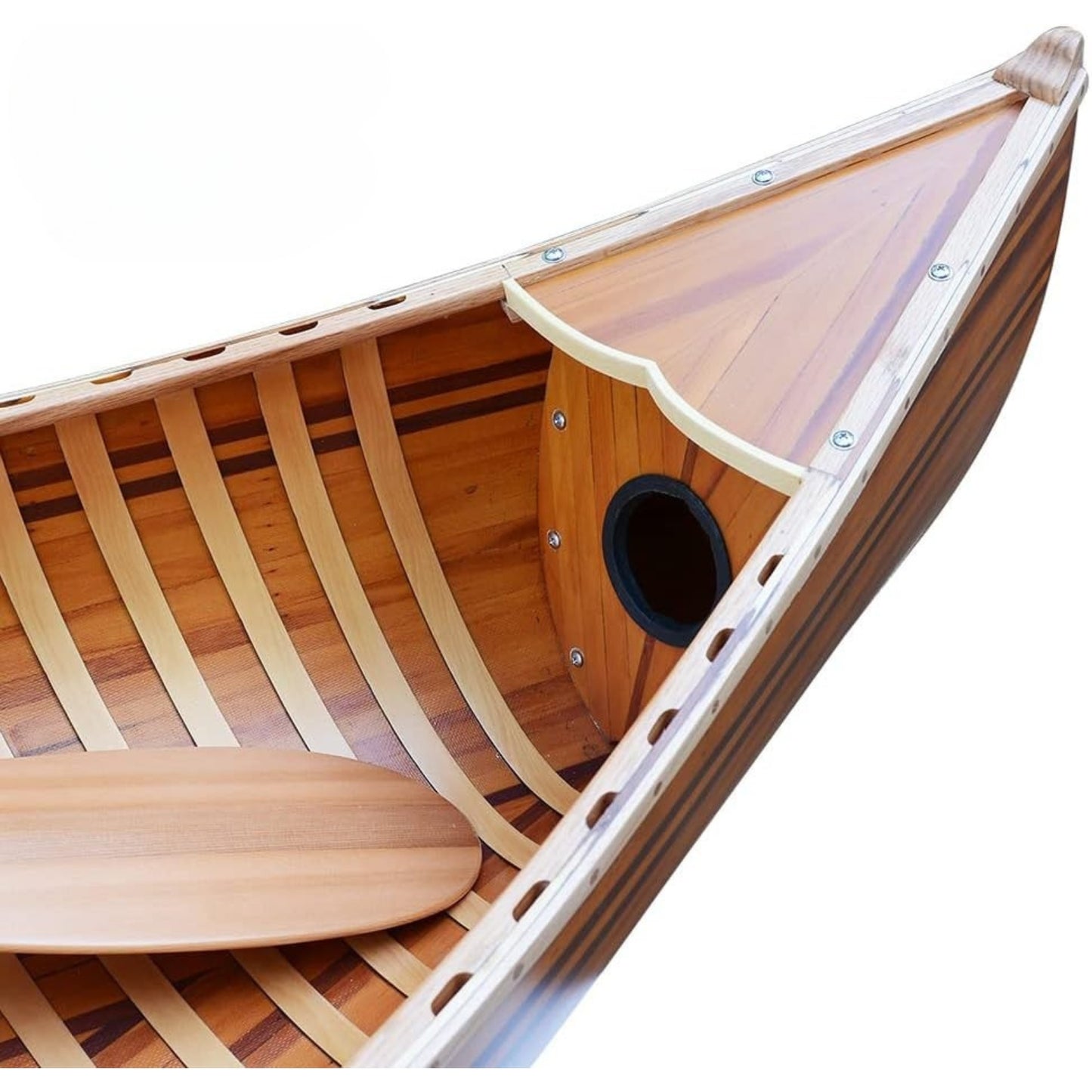 6 ft Wooden Canoe with Ribs Matte Finish – Handcrafted Cedar & Hardwood Hull – Decorative Display