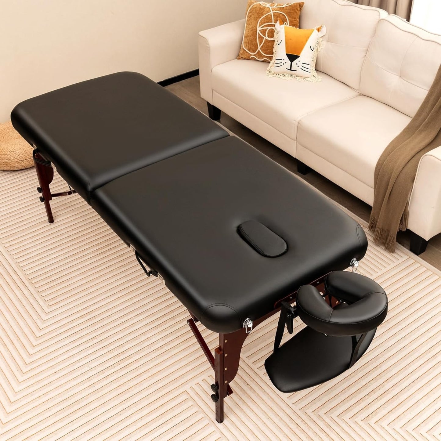 Portable 84" Massage Table, Folding Lash Bed with Foam & Beech Wood Legs, Spa Salon Bed 1000 LBS