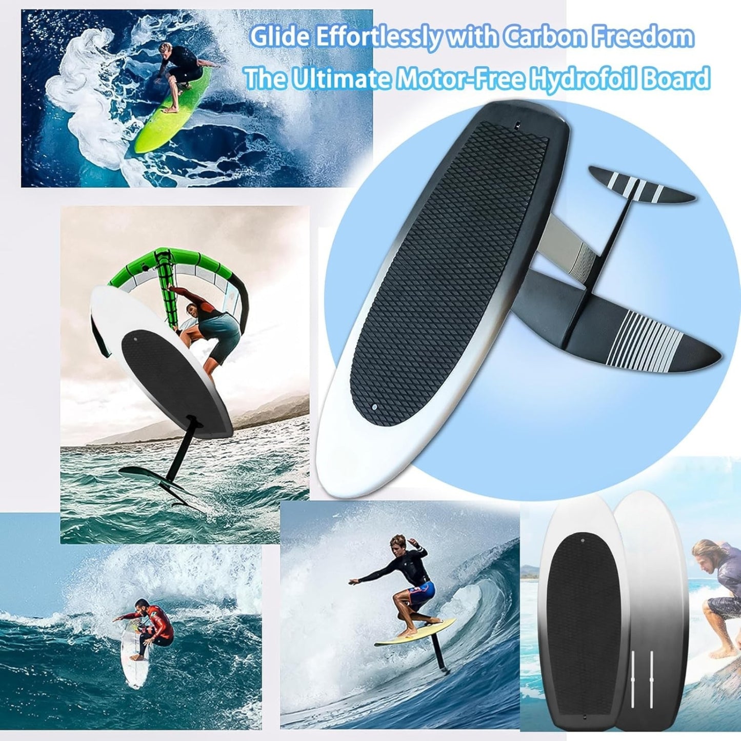 Carbon Fiber Hydrofoil Surfboard | Ultra-Lightweight Motor-Free Lift Board for SUP, Surf & Racing