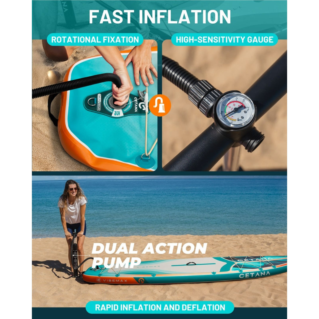 CETANA Vibemax Blue Inflatable SUP Board 11'6"x35"x6" | All-Round Paddle Board with Accessories