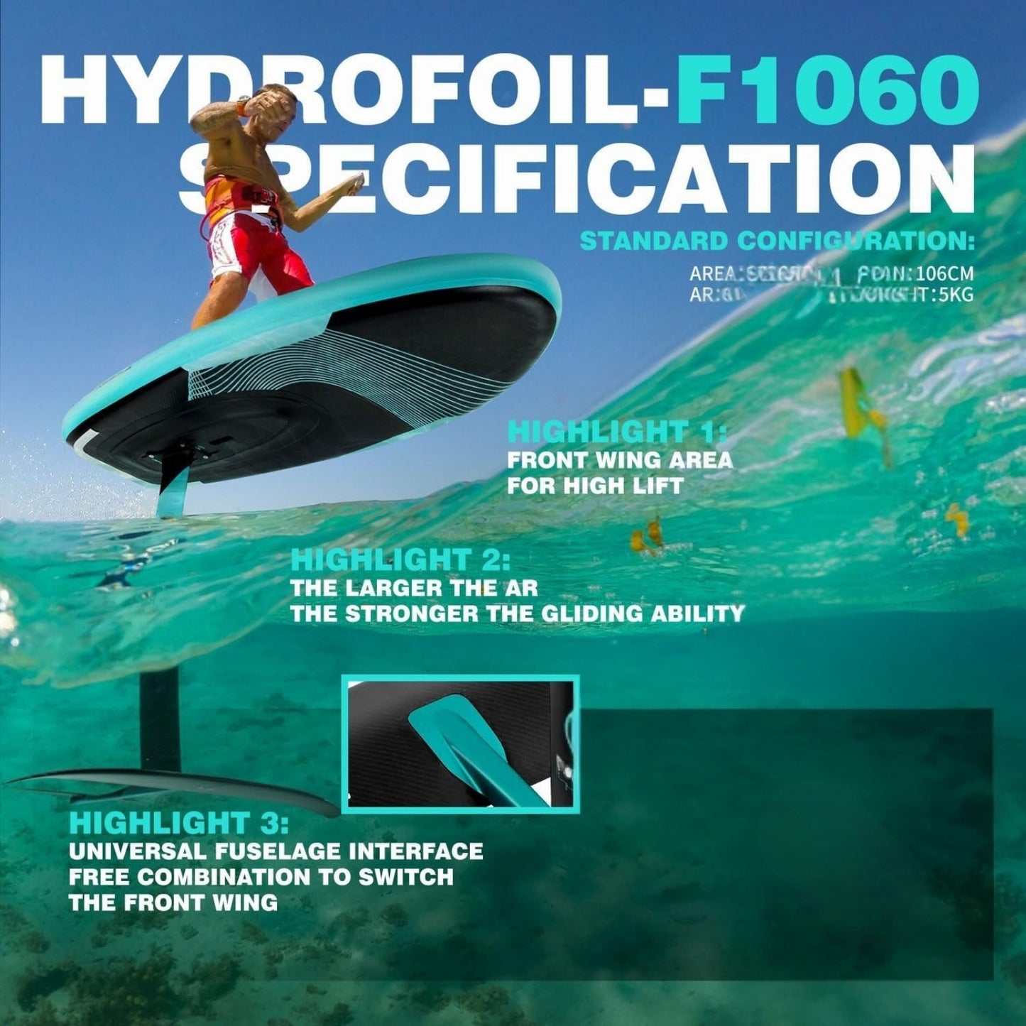 Inflatable Hydrofoil Board SUP Surfboard | 100L 120L 160L Durable PVC Surf Foil
