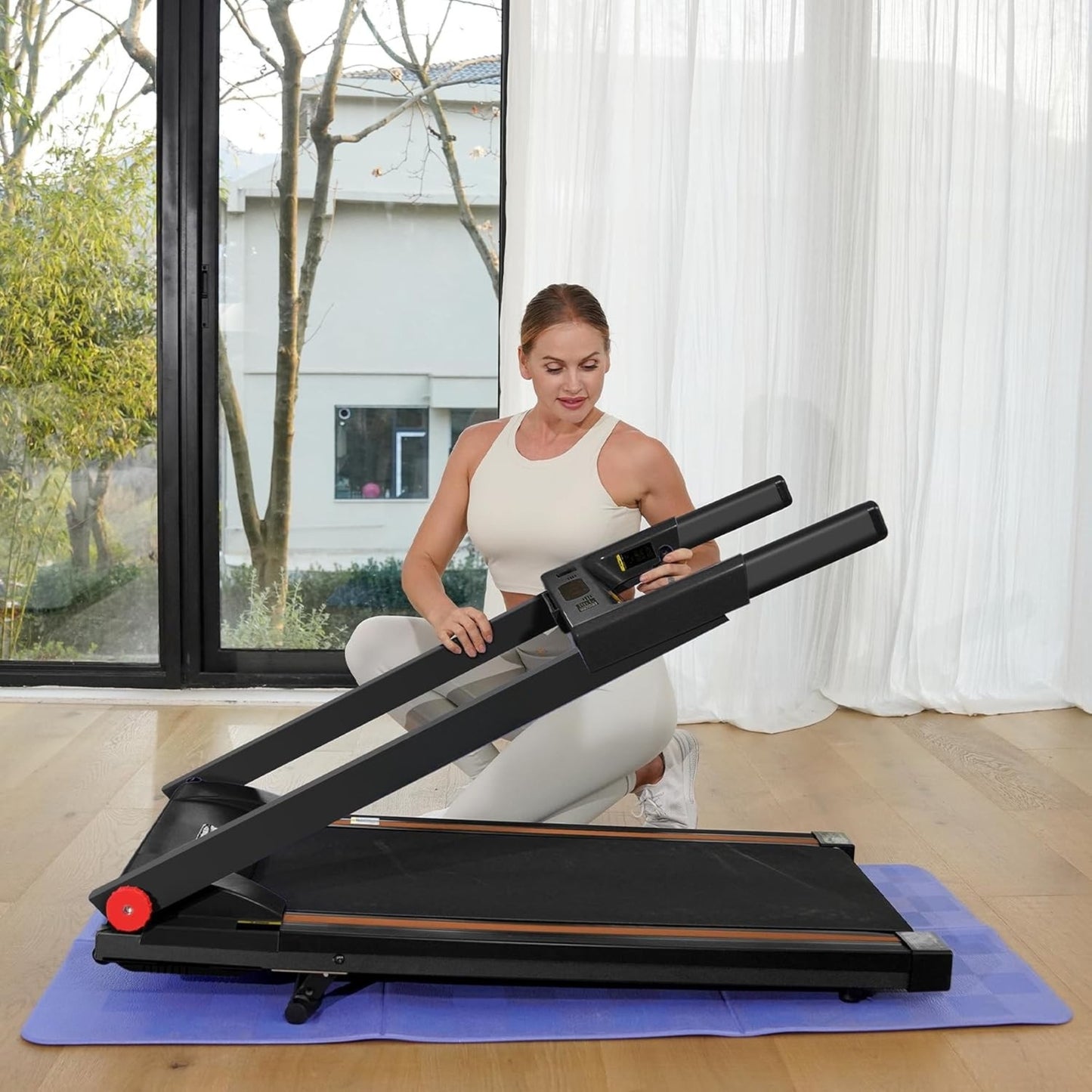 Foldable Treadmill for Home with Incline & Handles, 3.5HP Quiet Motor, 350 lbs Weight Capacity