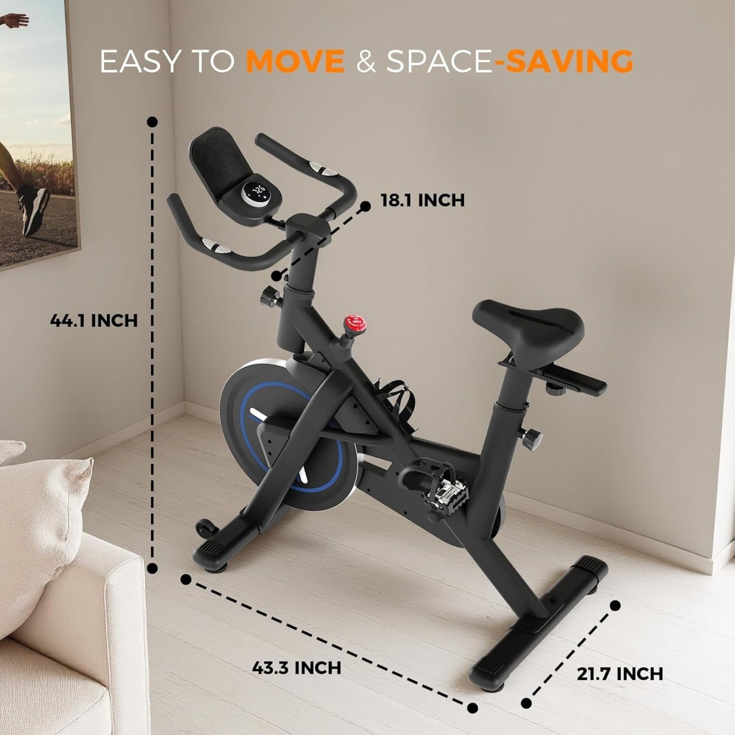 Exercise Bike with Magnetic Resistance, App Connectivity, Adjustable Seat & Tablet Holder for Home Fitness