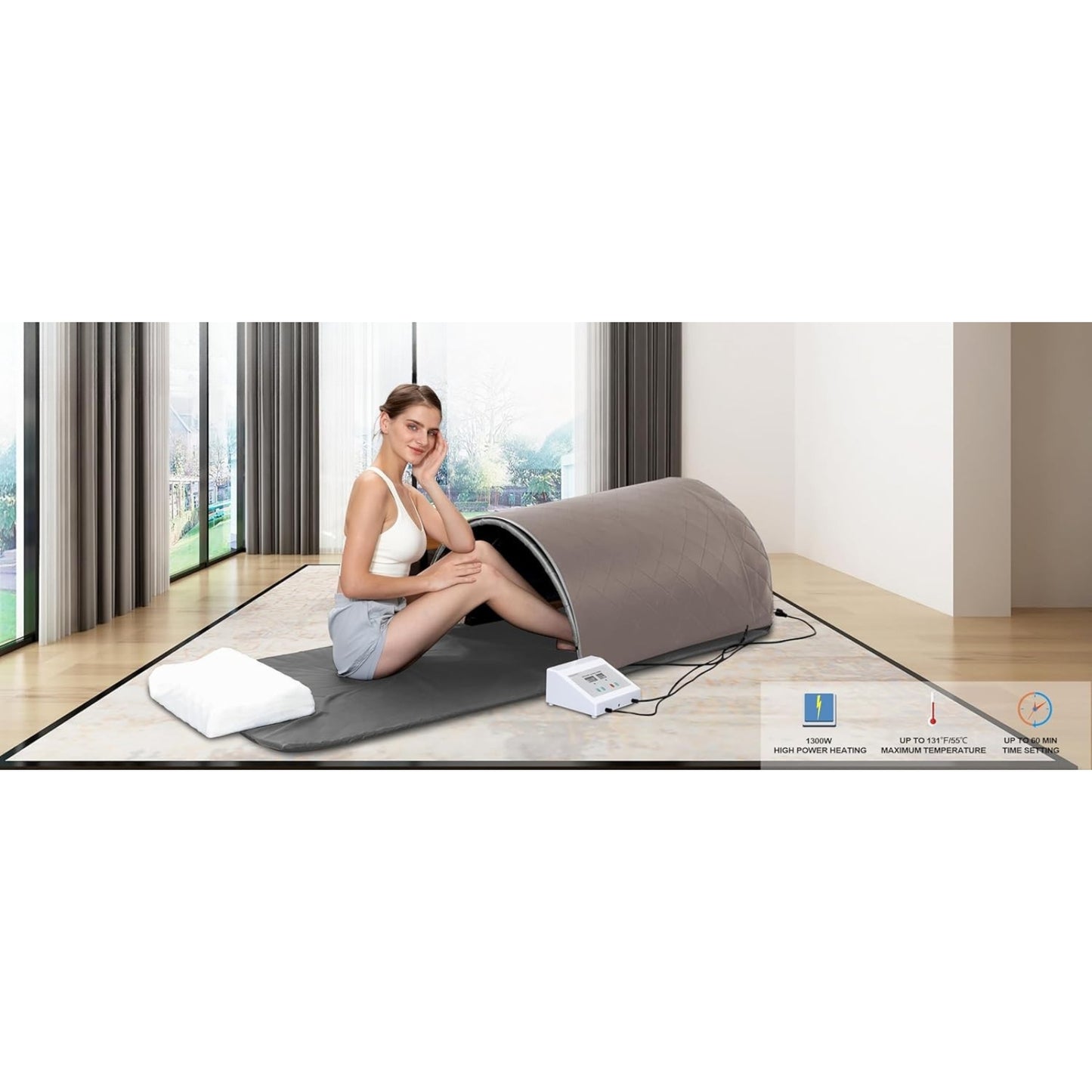 Personal Infrared Sauna Dome with 360° Coverage, Portable Full Body Carbon Fiber Home Spa