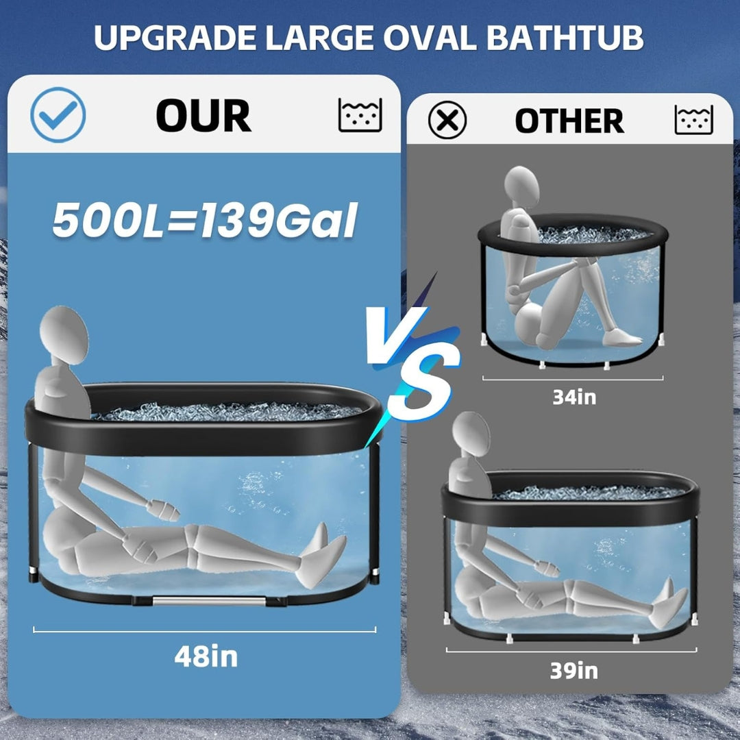New Upgrade XL 139-Gallon Oval Ice Bath Tub 6-Layer Insulated Portable Cold Plunge for Athletes, Home Gym & Outdoor Recovery