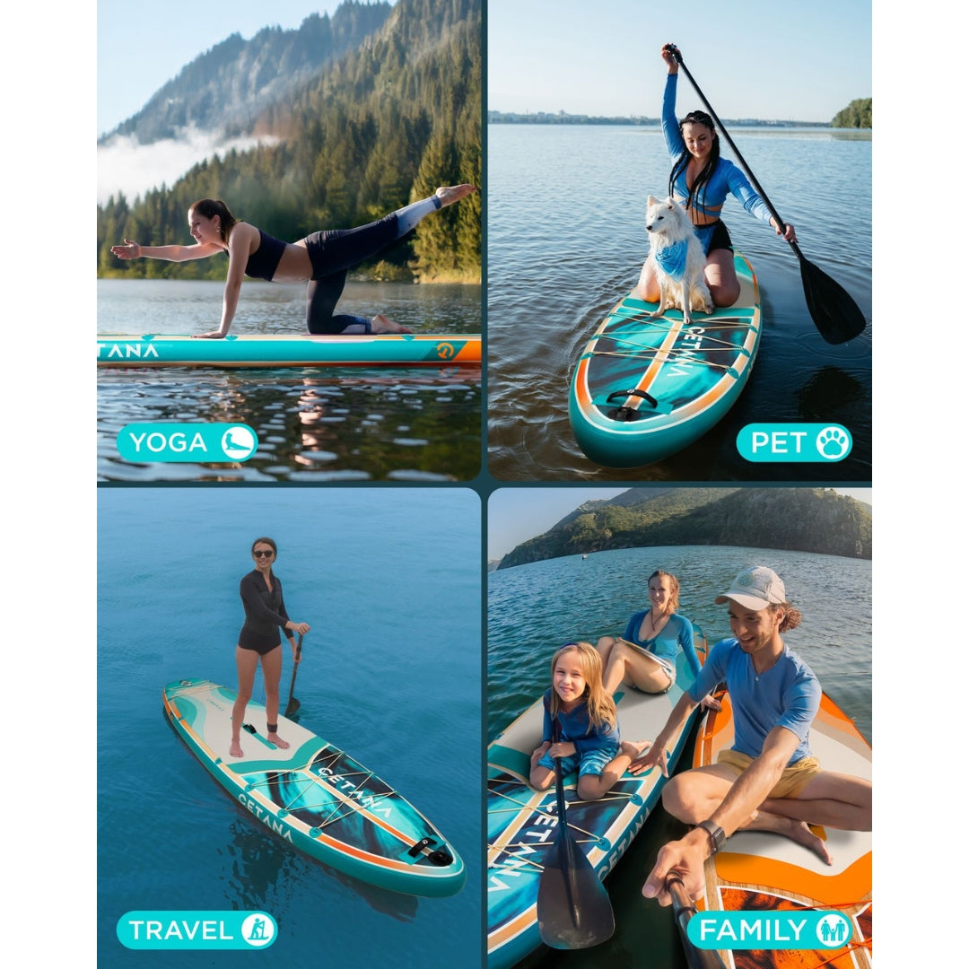CETANA Vibemax Blue Inflatable SUP Board 11'6"x35"x6" | All-Round Paddle Board with Accessories