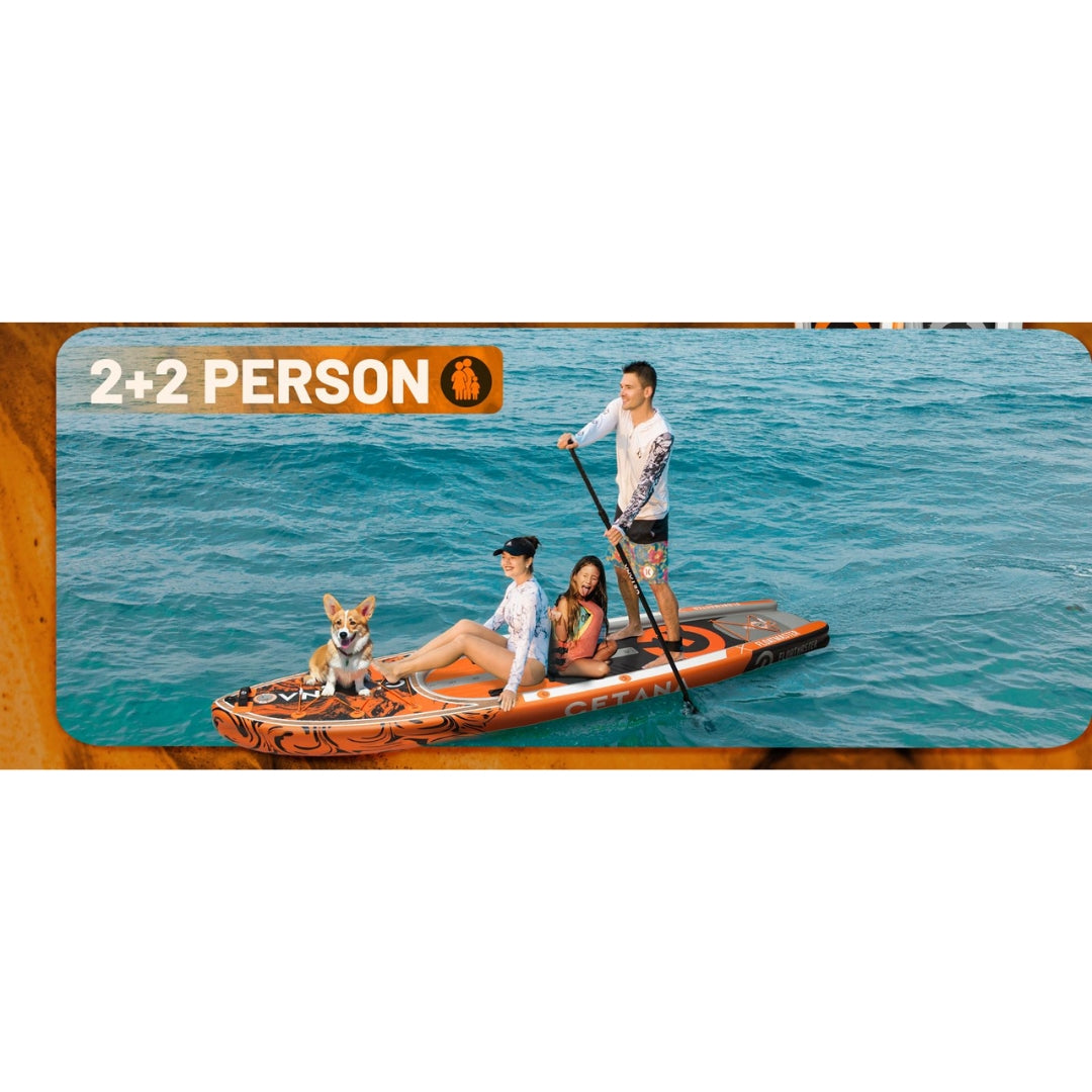 CETANA FloatMaster Orange 11’6” Inflatable SUP Board | 600lbs Capacity | All-Round Stand Up Paddleboard