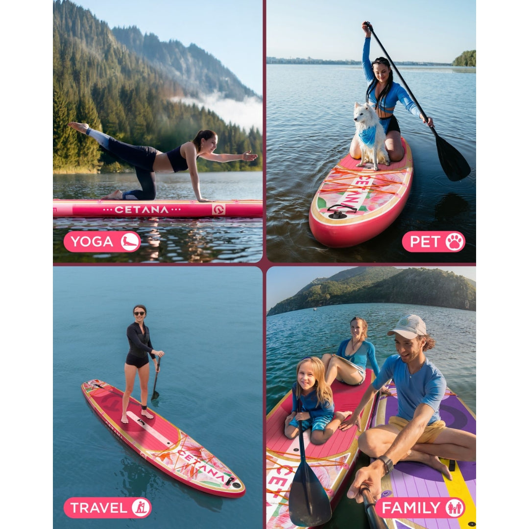 CETANA Fantasy Pink Inflatable SUP Board 11'6" | All Round Paddle Board with Accessories